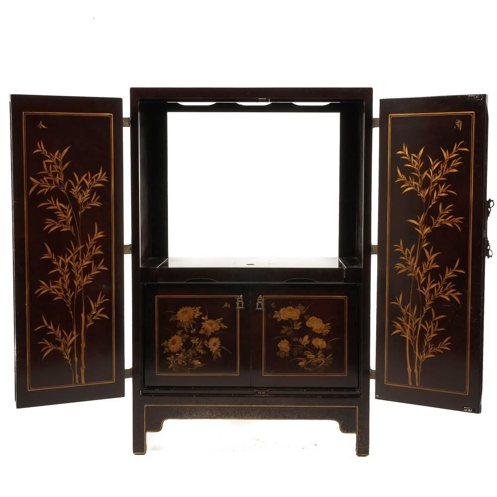 Chinoiserie Vintage Asian Cabinet with Bronze Mounts