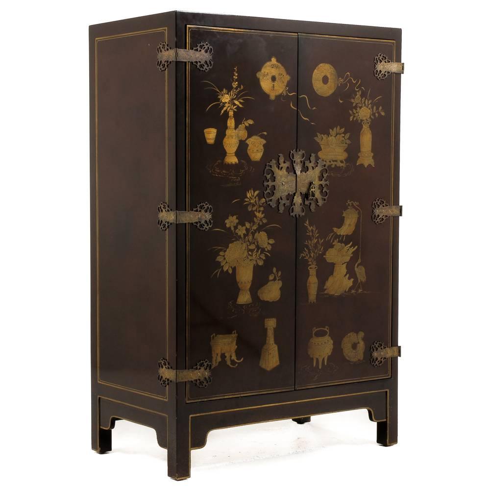 Chinese Vintage Asian Cabinet with Bronze Mounts