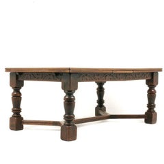 French Oak Parquet Top Draw-Leaf Table
