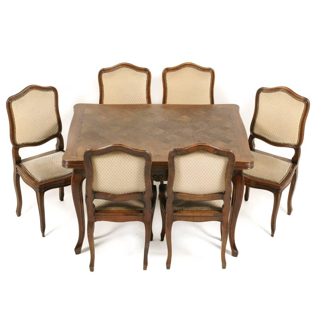 Upholstery Set of Six Louis XV-Style Dining Chairs