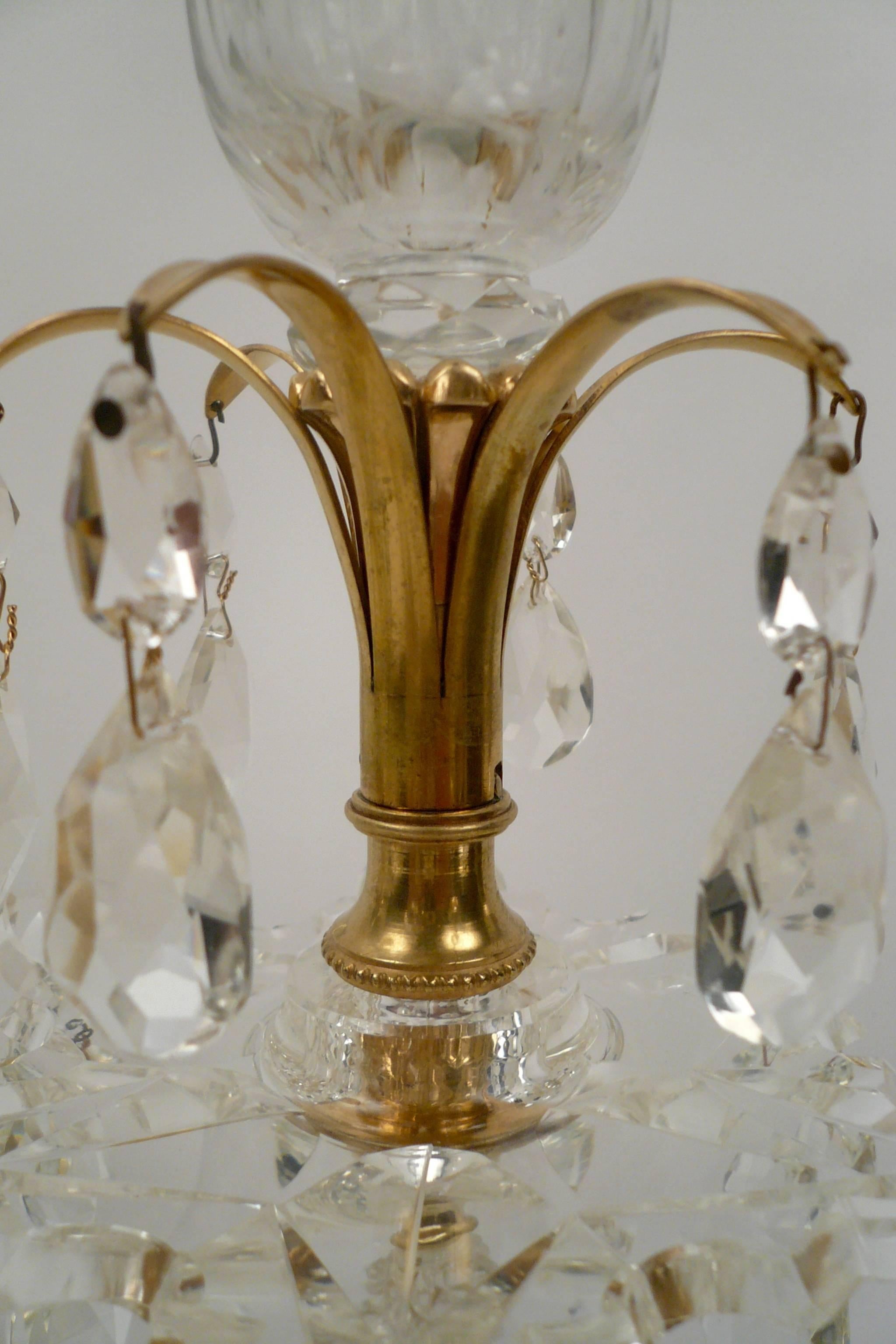 Pair of Bronze and Crystal Temple Form Candlesticks Attributed to Parker & Perry For Sale 3