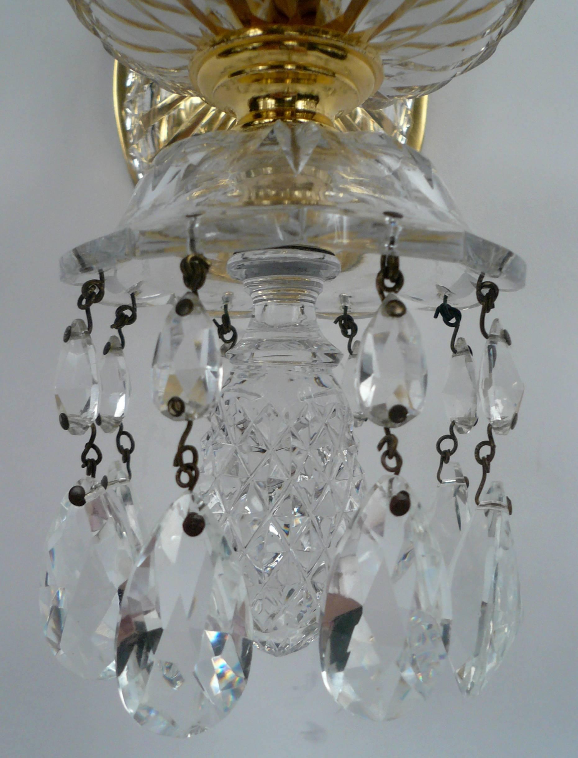Set of Four Gilt Bronze and Crystal Georgian Style Sconces by E. F. Caldwell 1