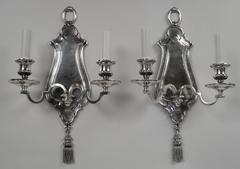 Pair of Early Georgian Style Two-Light Sconces by E. F. Caldwell