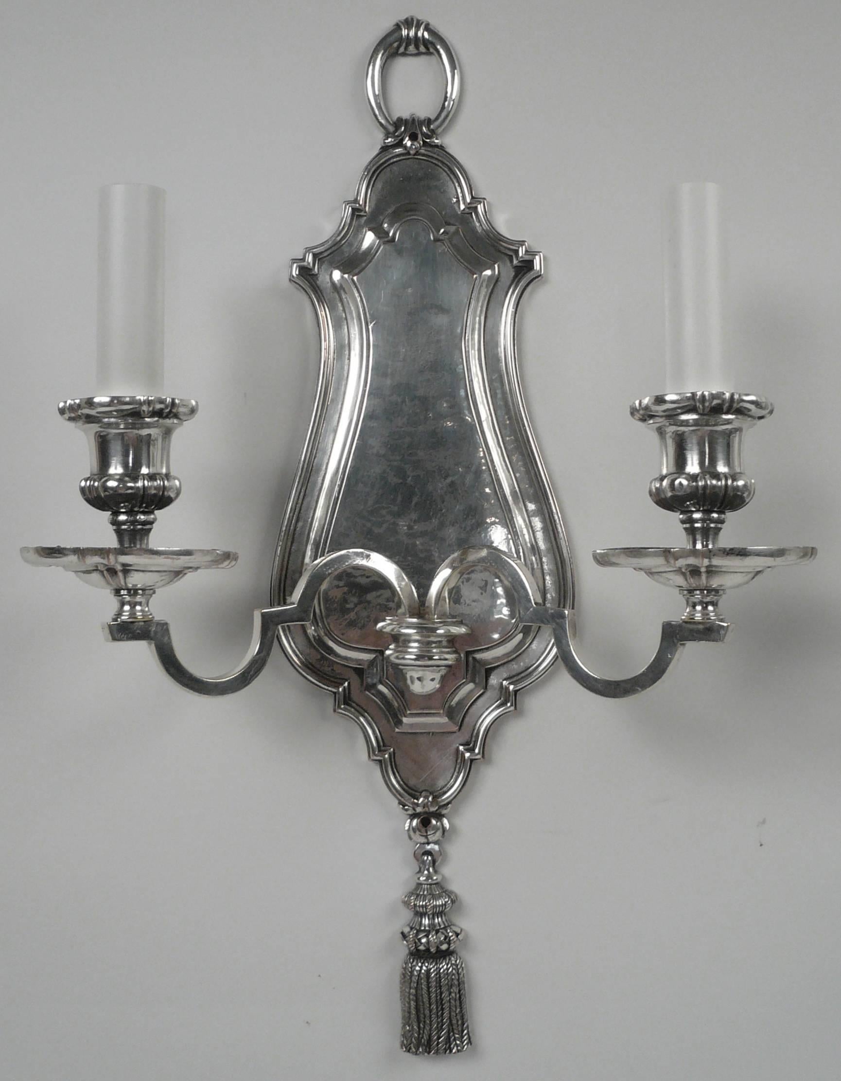 Pair of Early Georgian Style Two-Light Sconces by E. F. Caldwell In Good Condition For Sale In Pittsburgh, PA