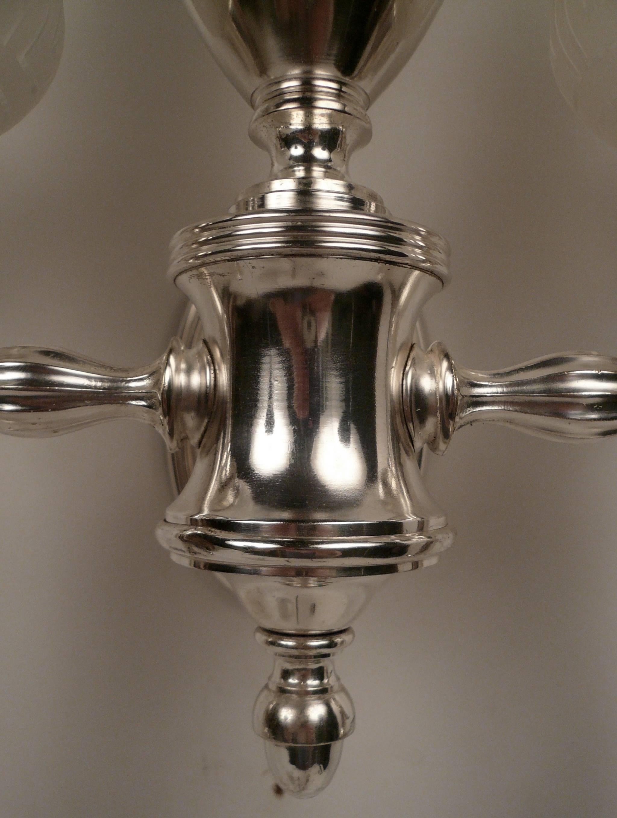 20th Century Set of Four Argand Style Two-Light Sconces For Sale