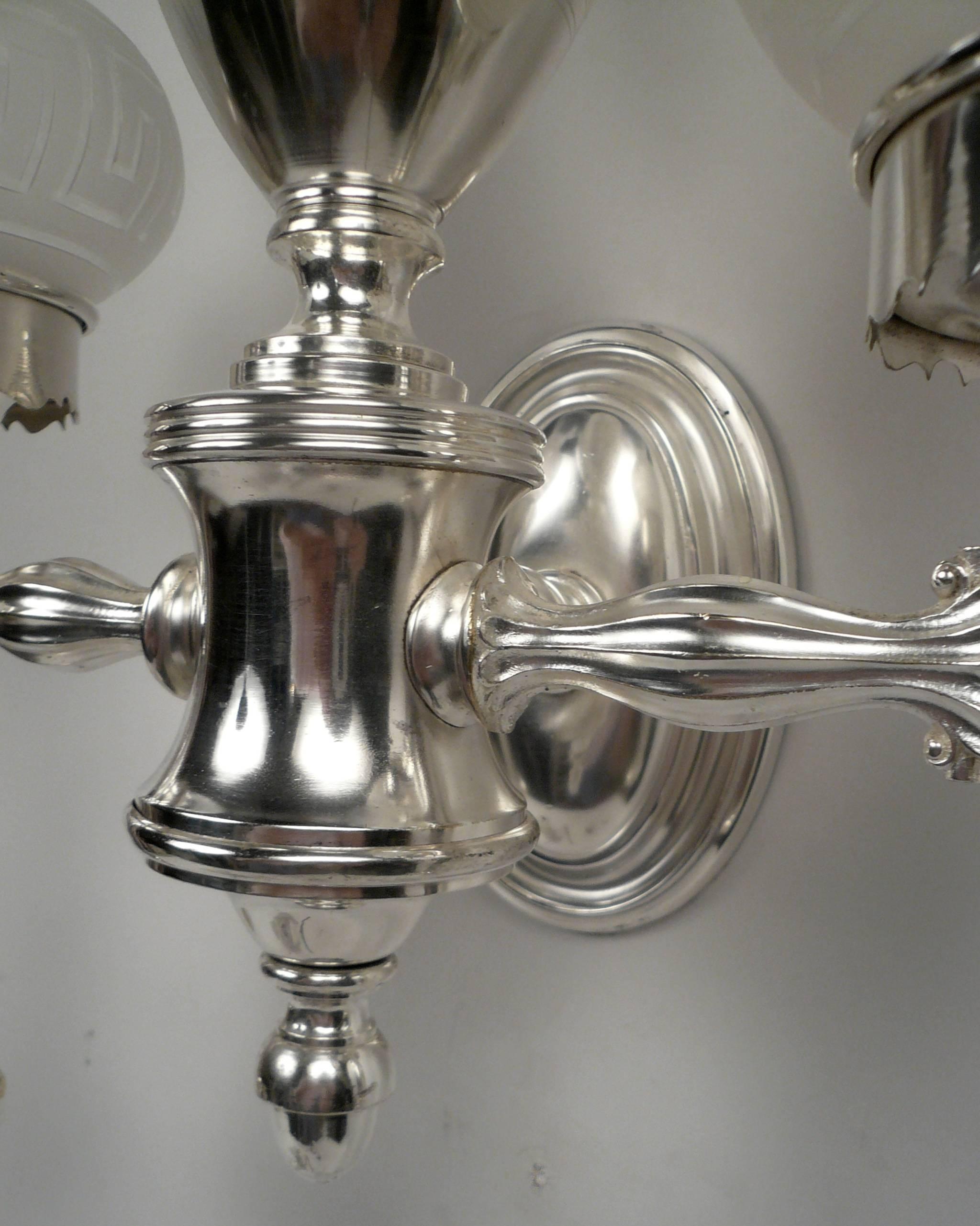 Set of Four Argand Style Two-Light Sconces For Sale 2