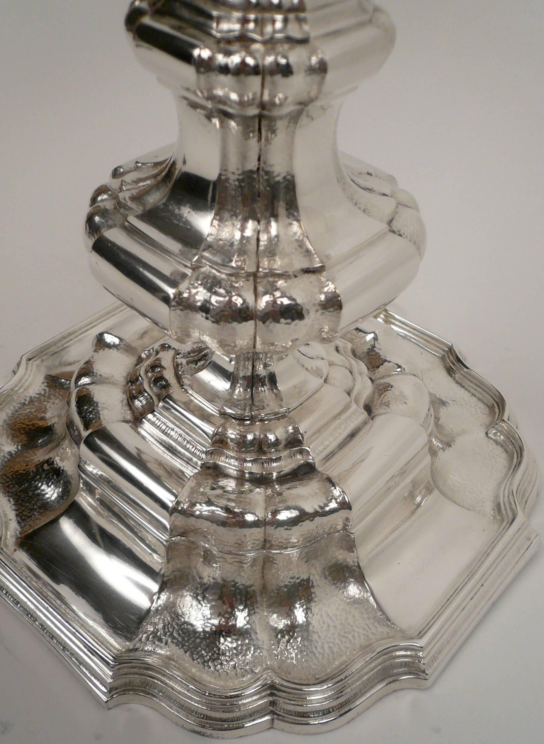 Georgian Style Silver Plated Bronze Table Lamp In Excellent Condition In Pittsburgh, PA