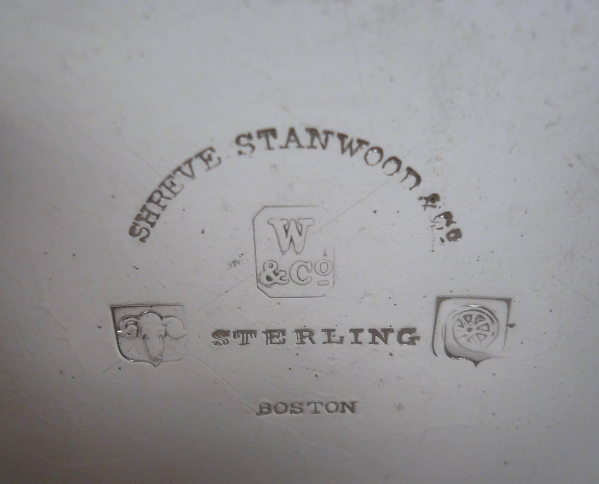 Neocoloniale Porta tè americano in argento massiccio del XIX secolo di Shreve, Stanwood & Co. in vendita