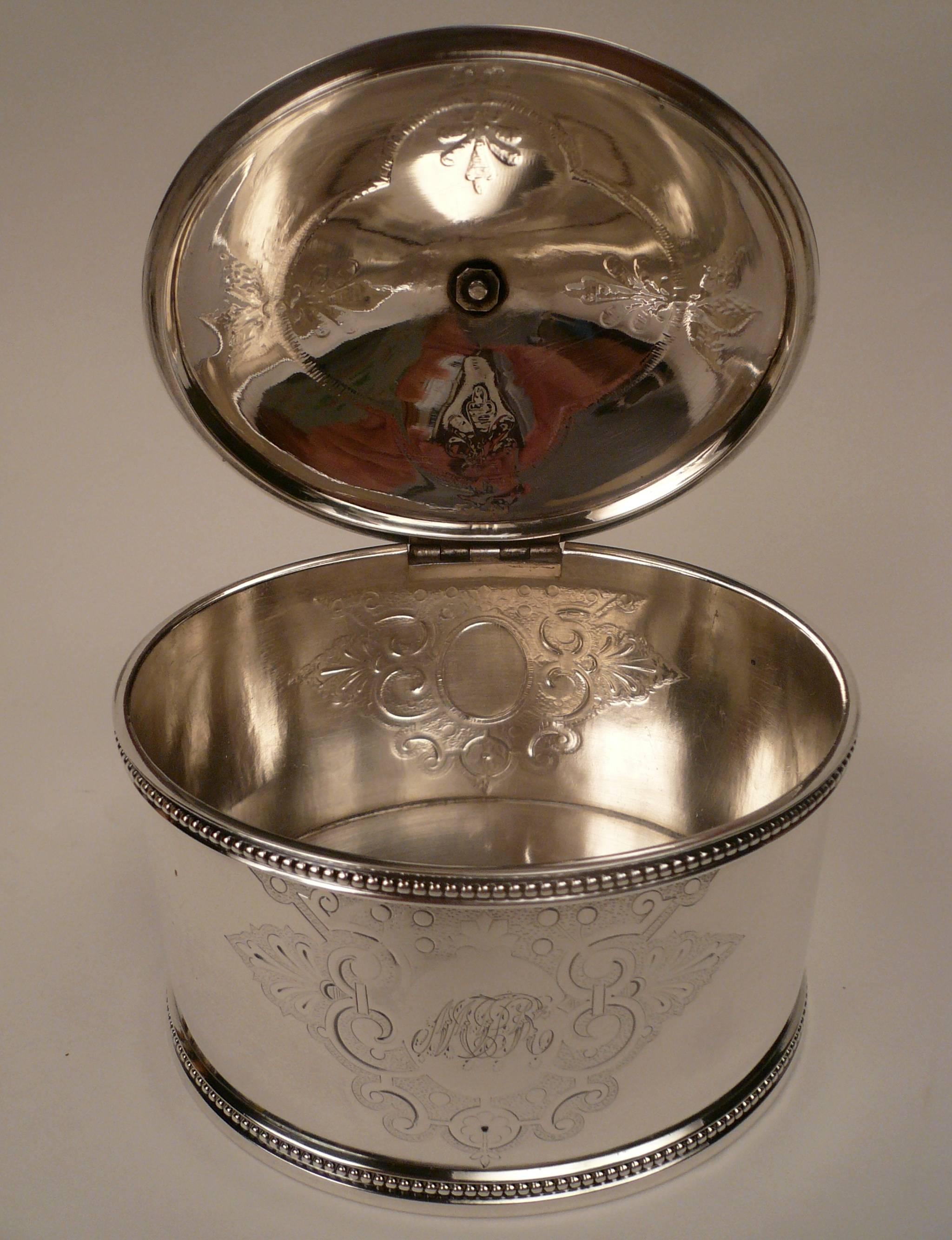 19th Century American Sterling Silver Tea Caddy by Shreve, Stanwood & Co, Boston For Sale 3