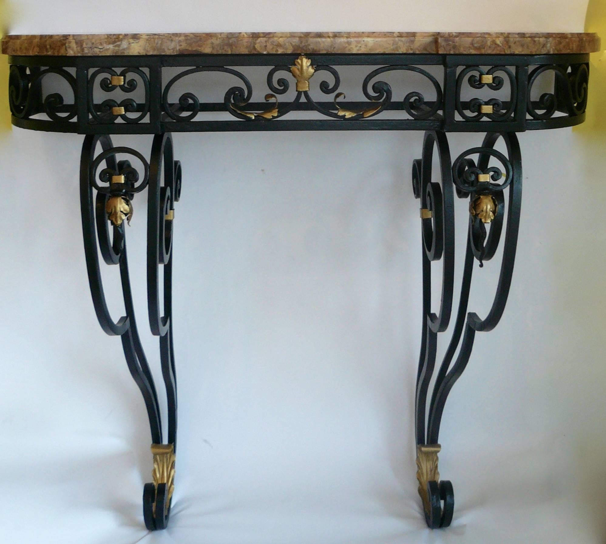 iron console table with marble top