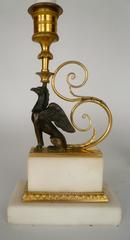 Pair of George III Bronze and Marble Griffin Candlesticks