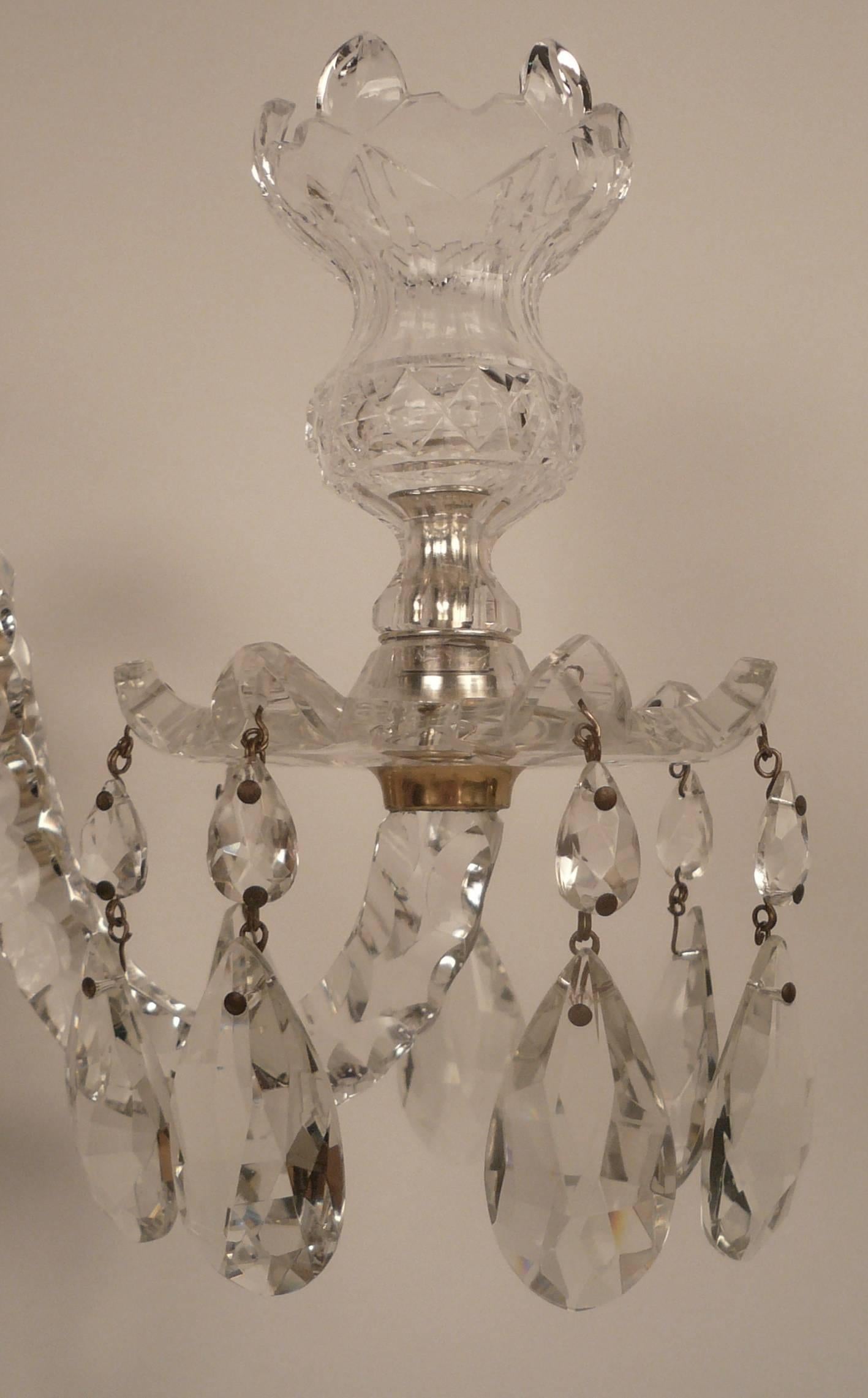 Pair of Caldwell Georgian Style Cut Crystal and Gilt Bronze Sconces For Sale 2
