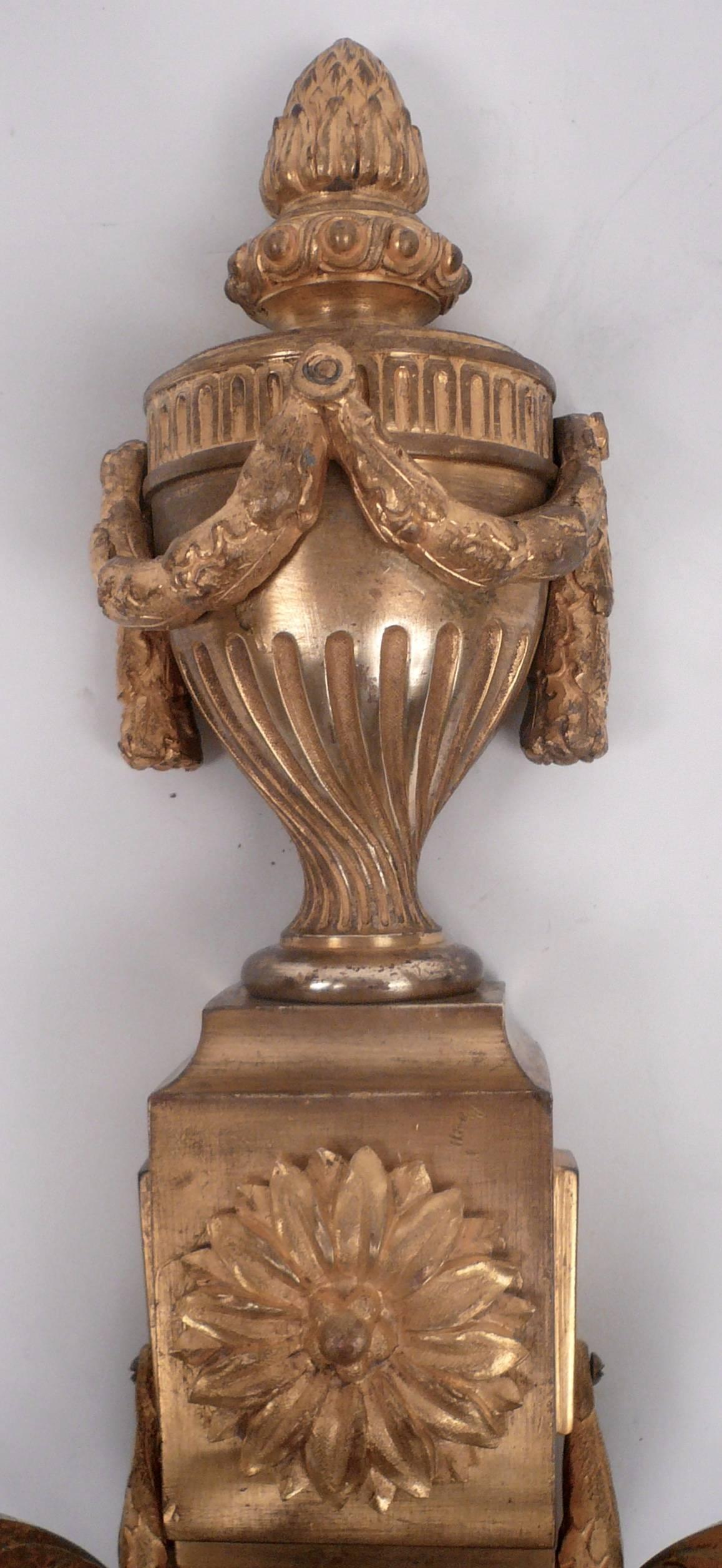 Pair E. F. Caldwell Louis XVI Style Gilt Bronze Sconces 4