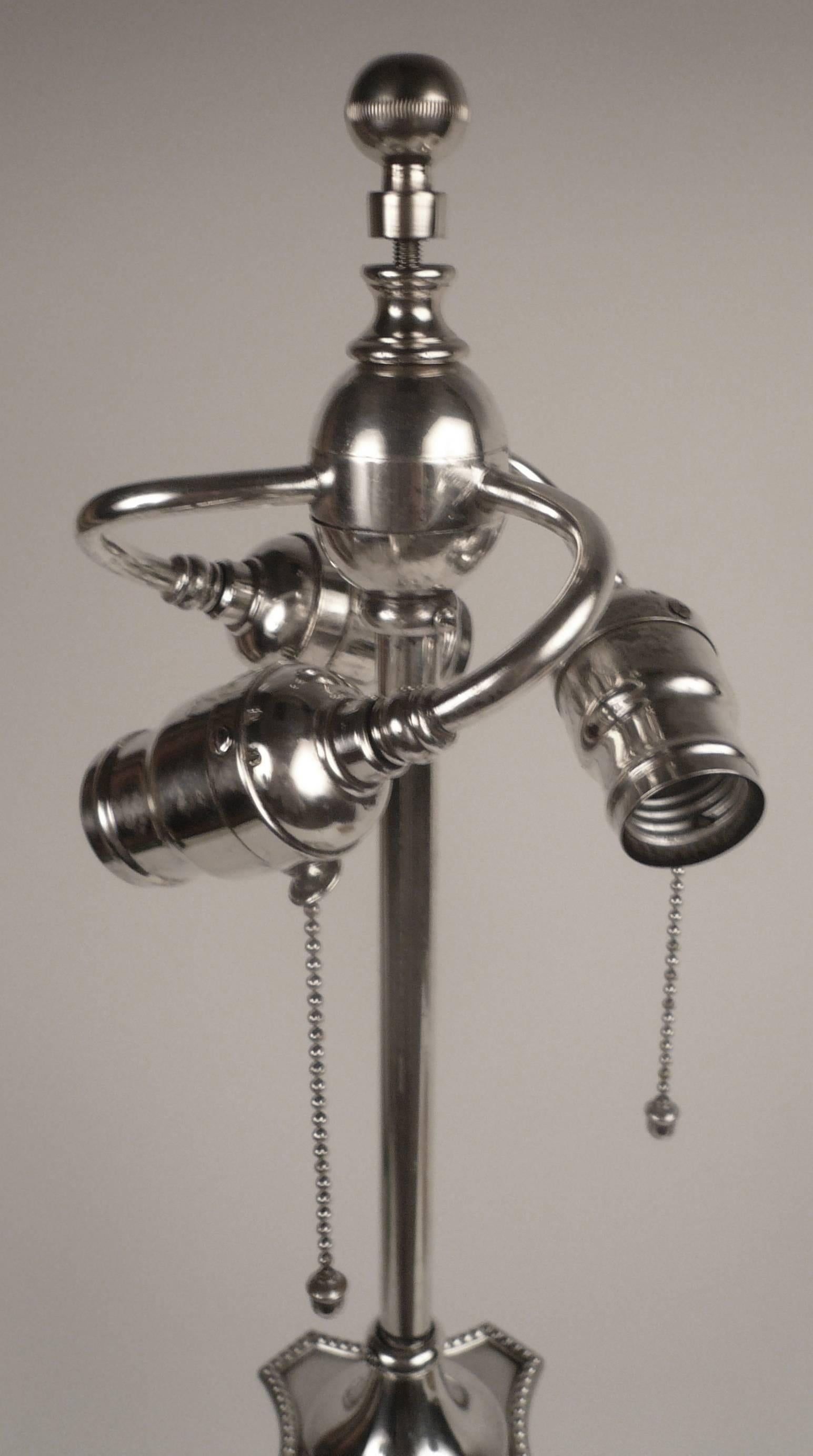 20th Century Pair of E. F. Caldwell Silver Plated Columnar Lamps