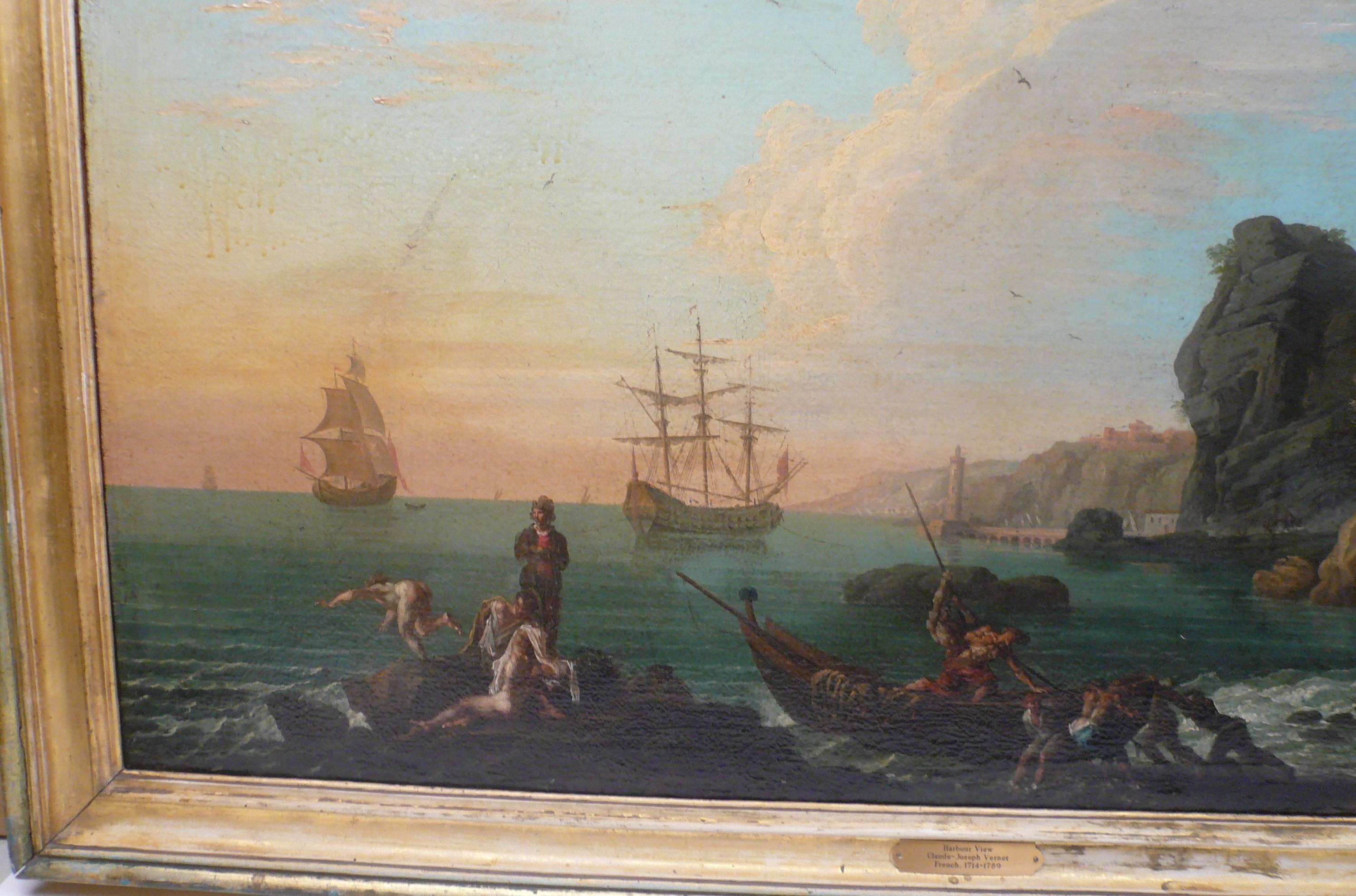 Harbor View, Attributed to Claude J. Vernet, Oil on Canvas 1