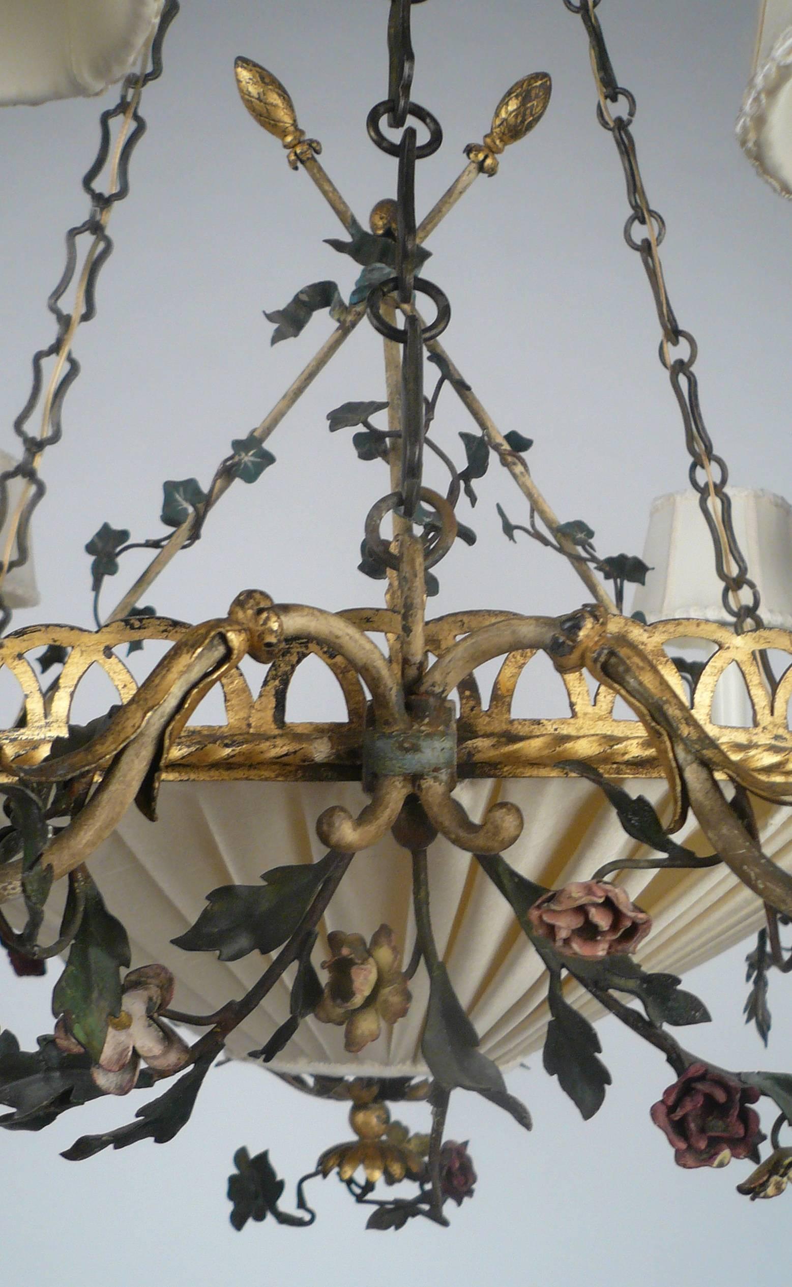 20th Century Neoclassical Tole Chandelier