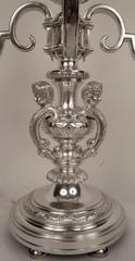 Pair of E. F. Caldwell Silvered Bronze Candelabra Form Lamps