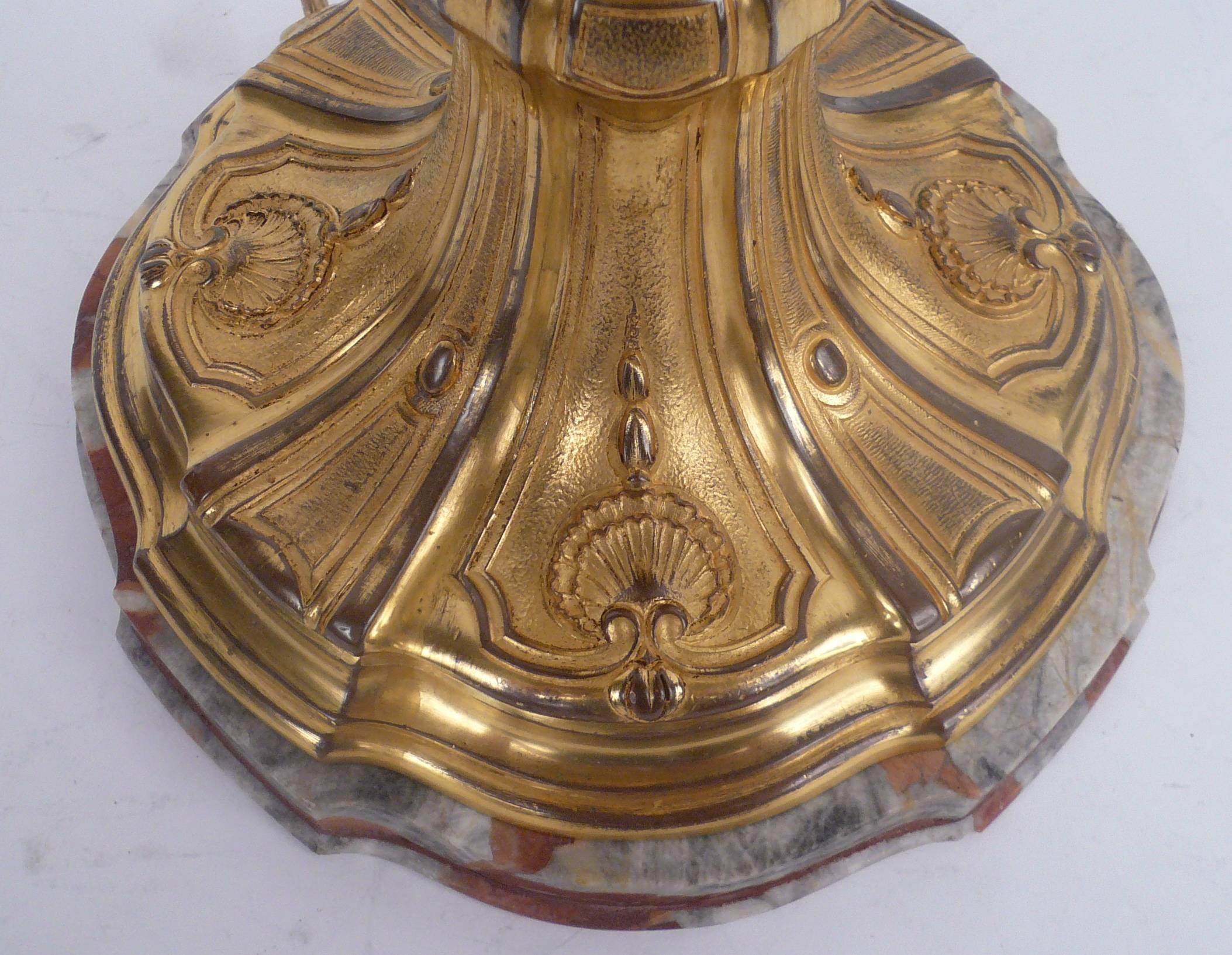 Edward F. Caldwell Gilt Bronze and Marble Table Lamp For Sale 2