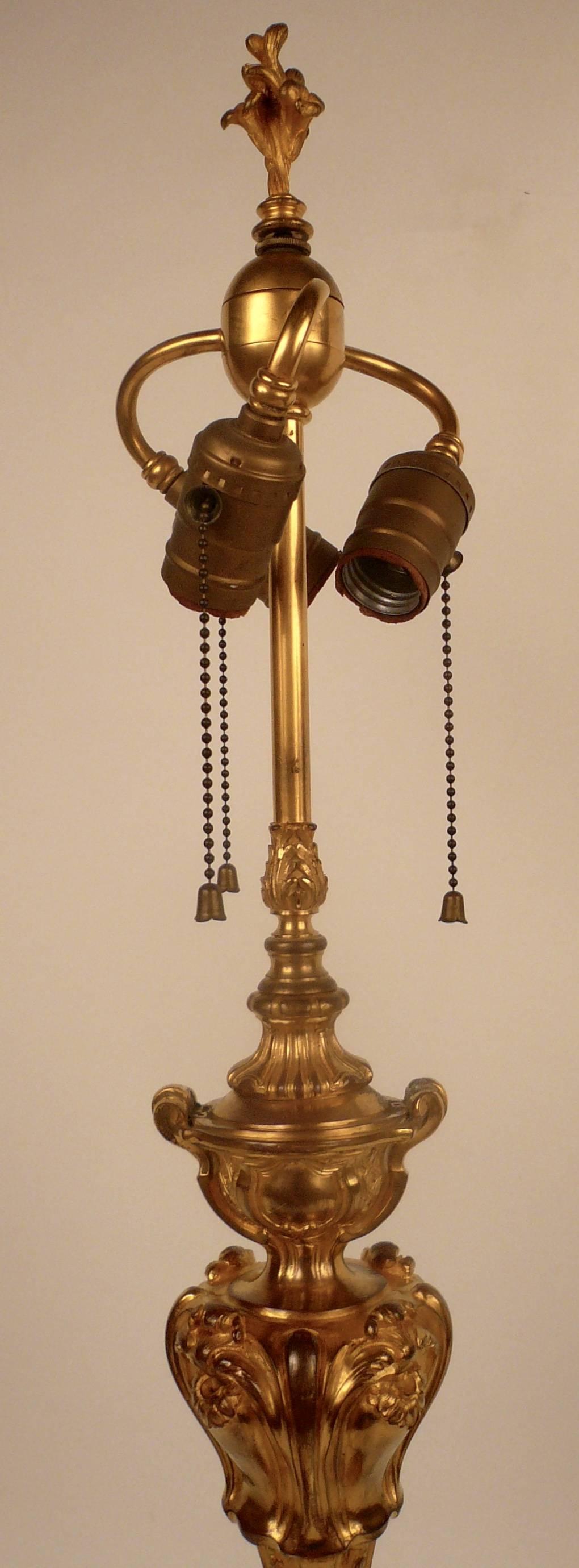 Edward F. Caldwell Gilt Bronze and Marble Table Lamp For Sale 3