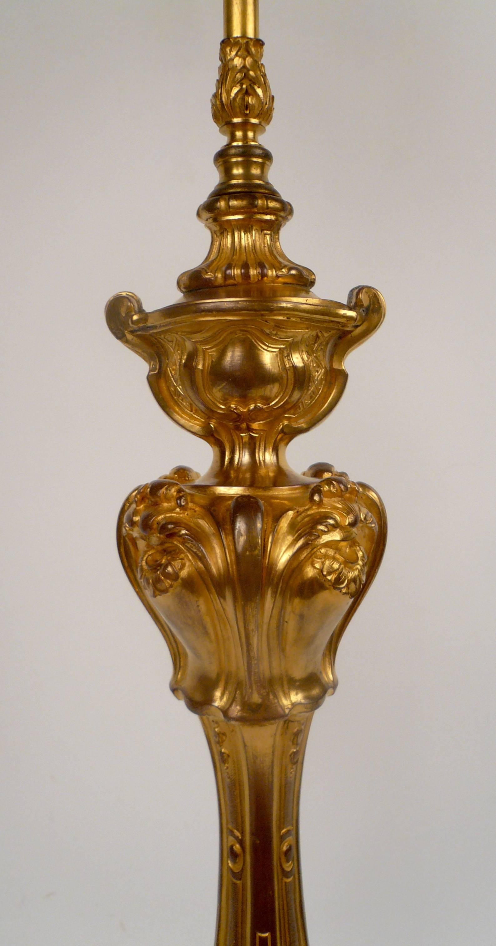 American Edward F. Caldwell Gilt Bronze and Marble Table Lamp For Sale