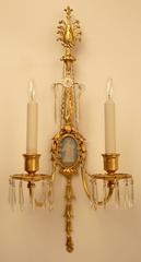 Gilt Bronze and Wedgwood Jasperware Sconces in the Style of Robert Adam
