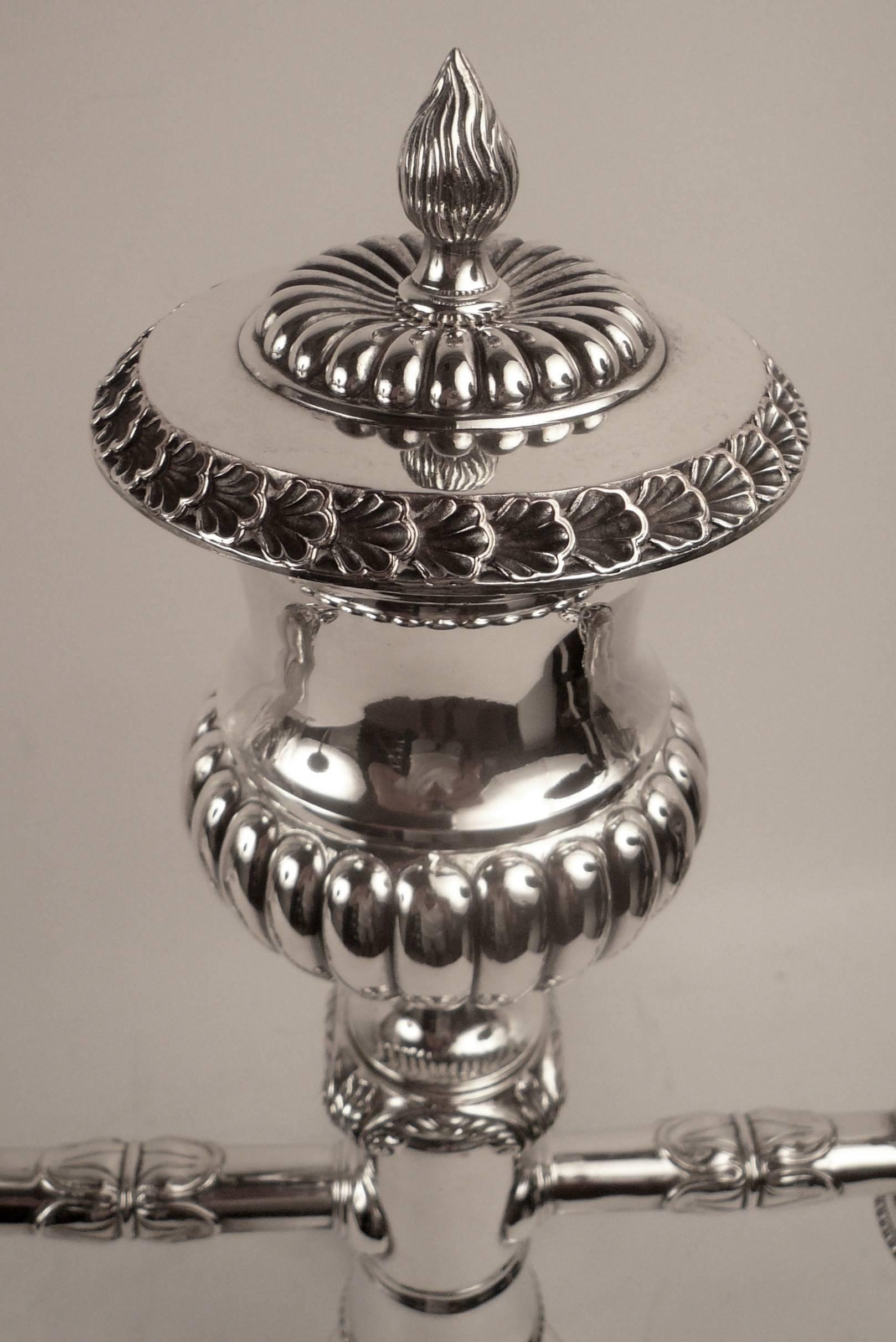 Regency Edward F. Caldwell Silver Plated Bronze Argand Lamp