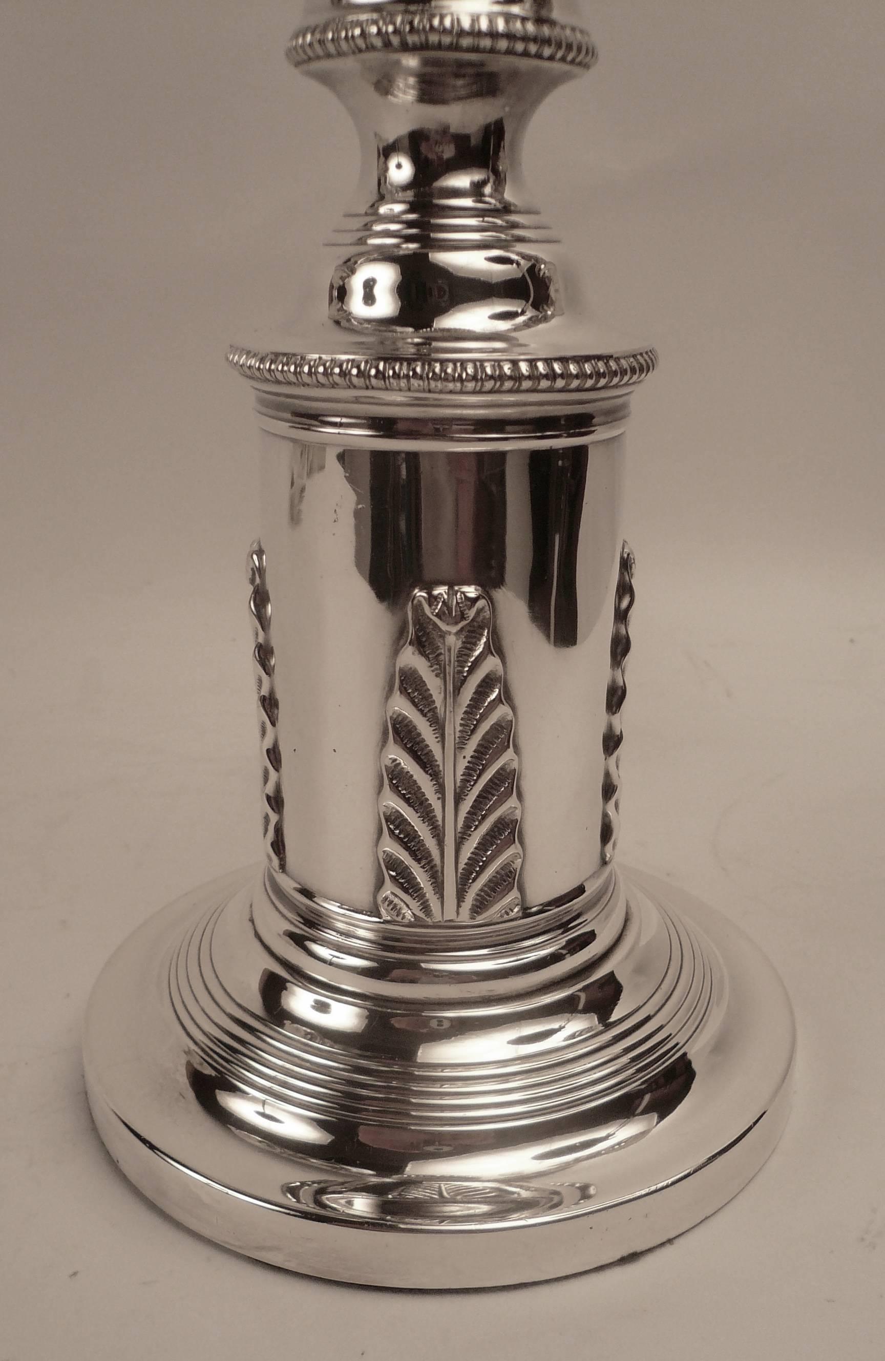 Silvered Edward F. Caldwell Silver Plated Bronze Argand Lamp