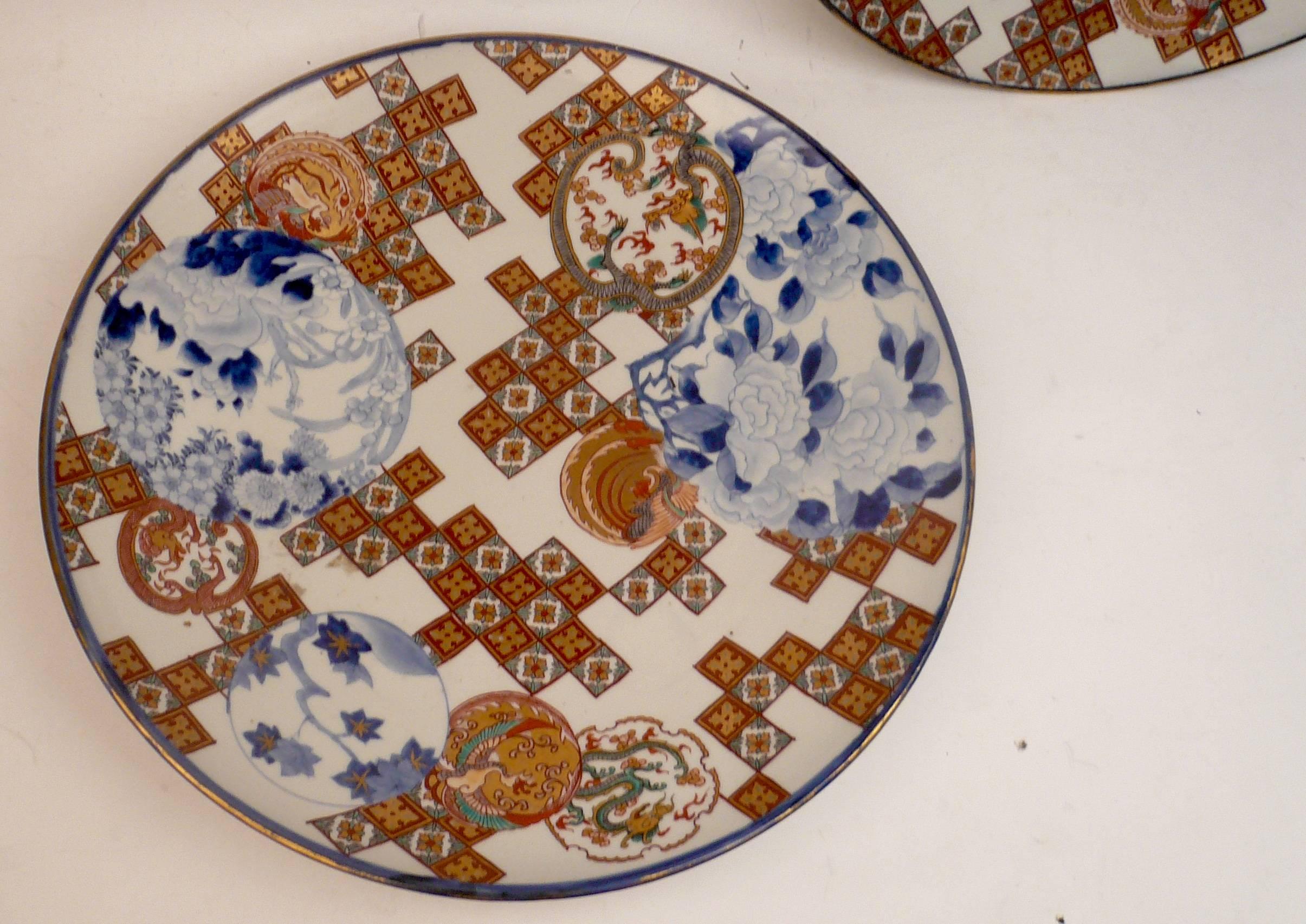 20th Century Pair of Large Japanese Imari Porcelain Chargers