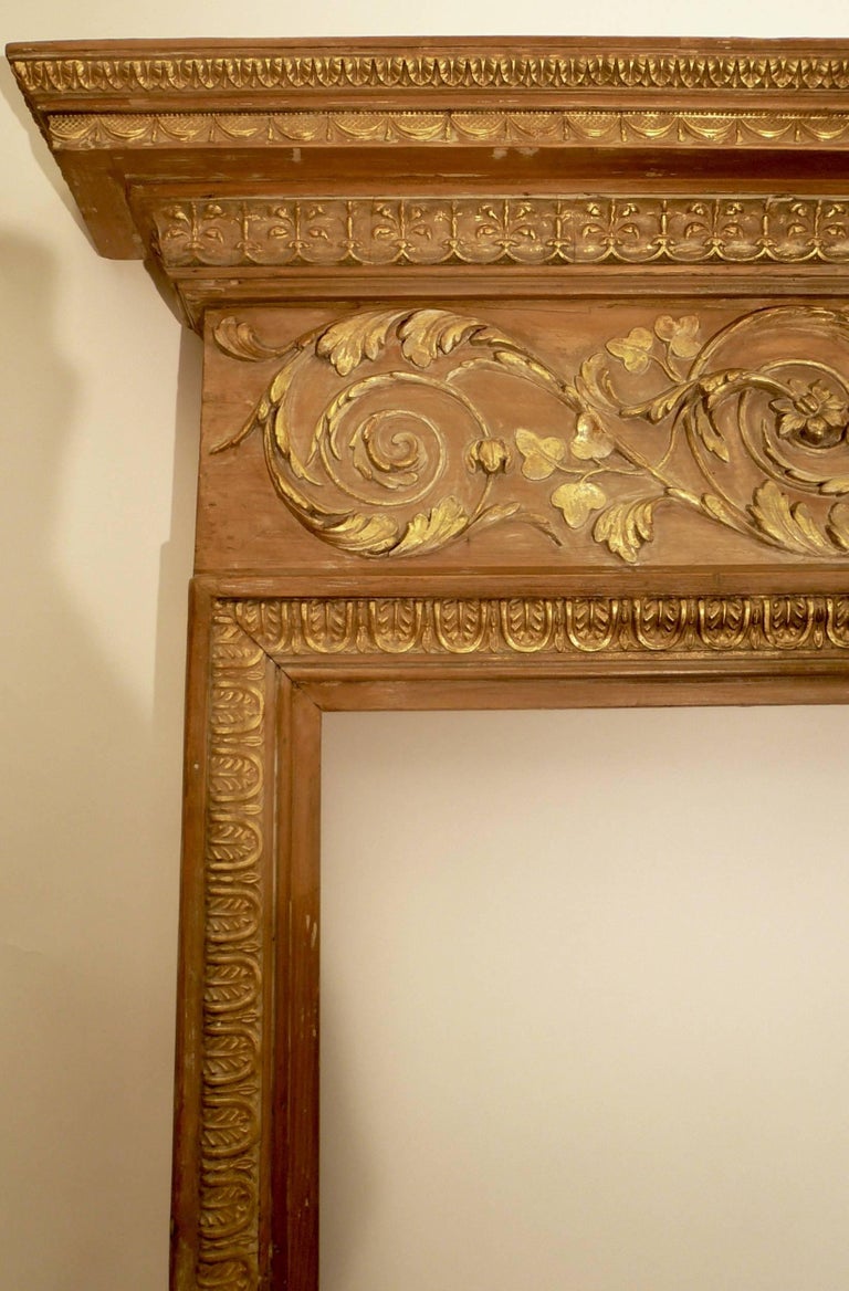 English Georgian Carved Pine Fireplace Mantle with Gilt Elements For ...