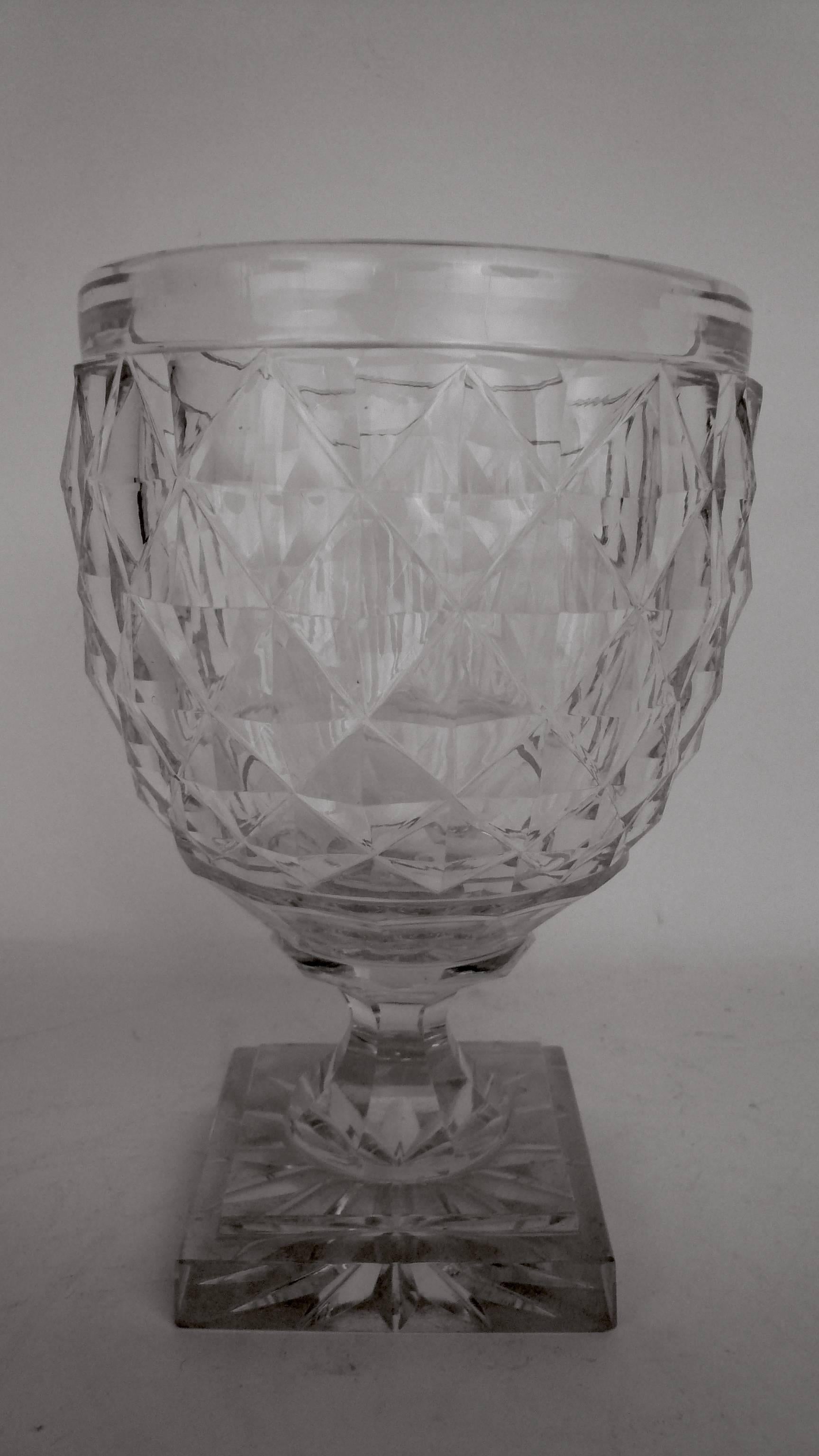 Faceted Anglo-Irish Cut Crystal Lidded Urn