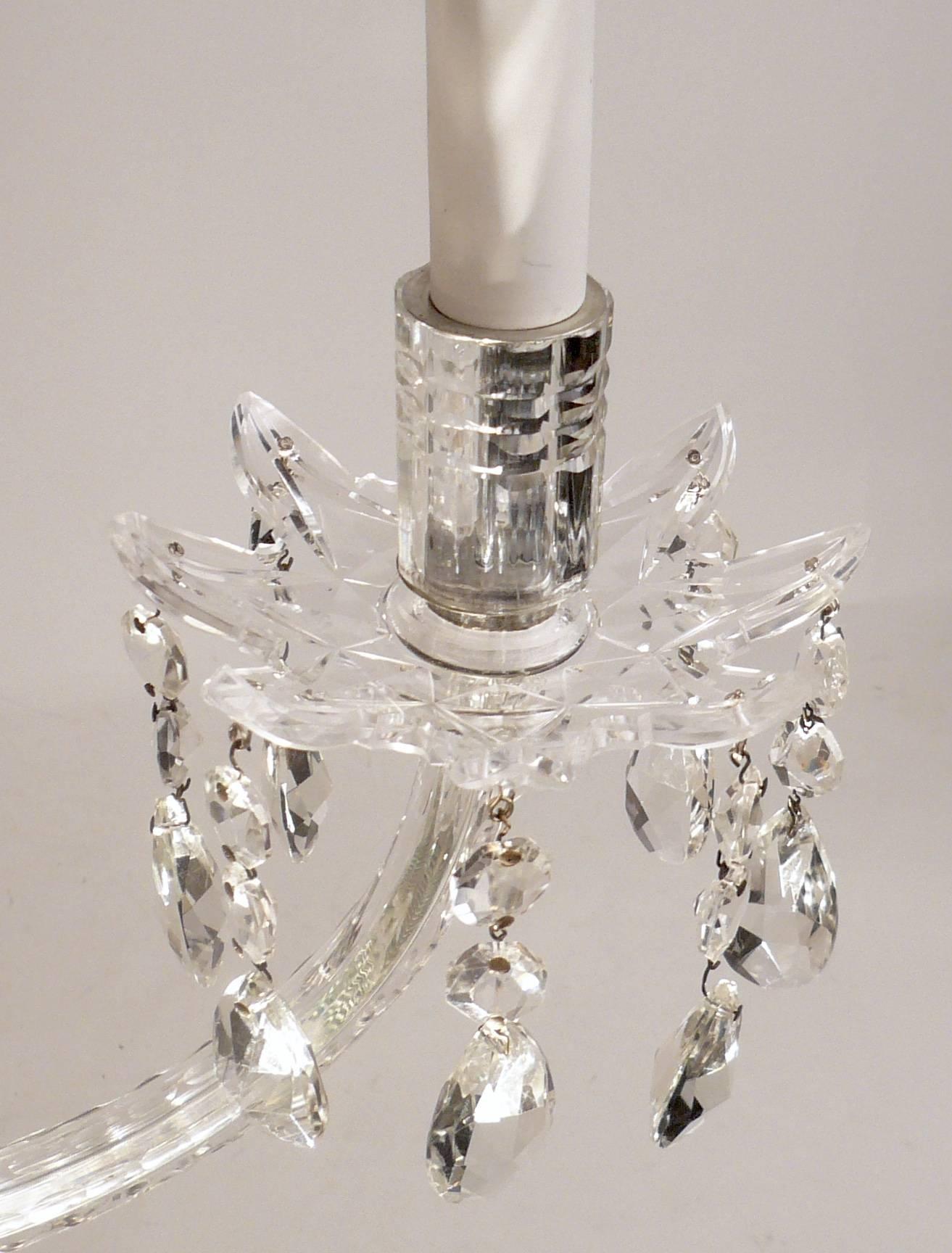Silver Plate Regency Style Crystal Chandelier after Lafount