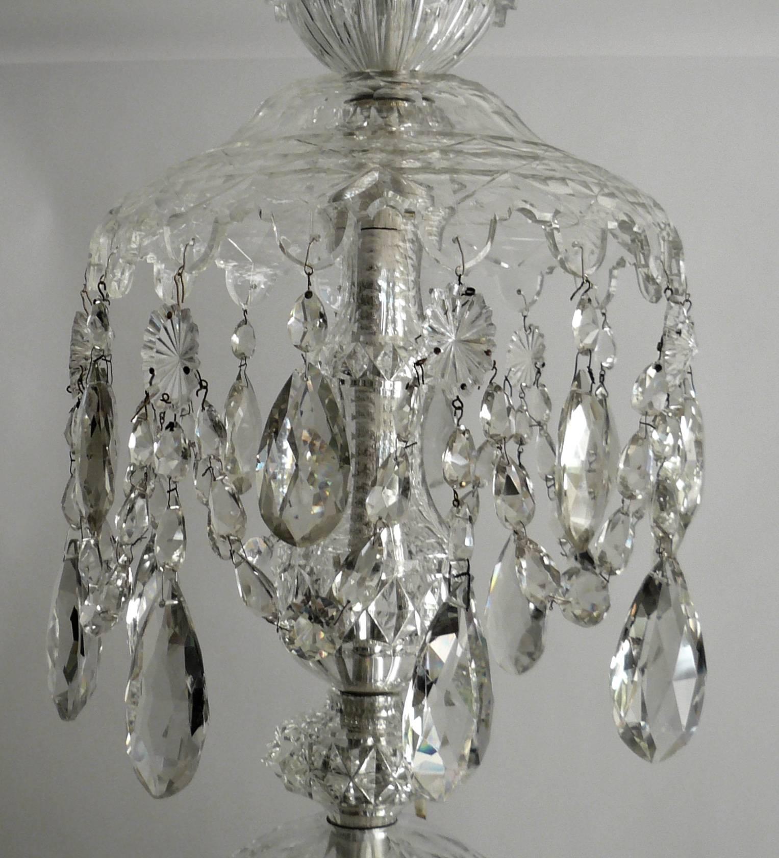 Massive Georgian Style Anglo-Irish Crystal Chandelier by Perry & Co. 1