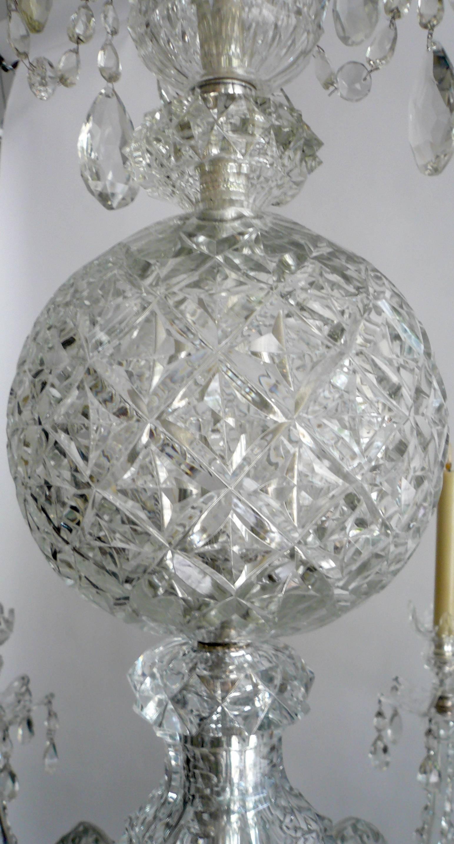 English Massive Georgian Style Anglo-Irish Crystal Chandelier by Perry & Co.