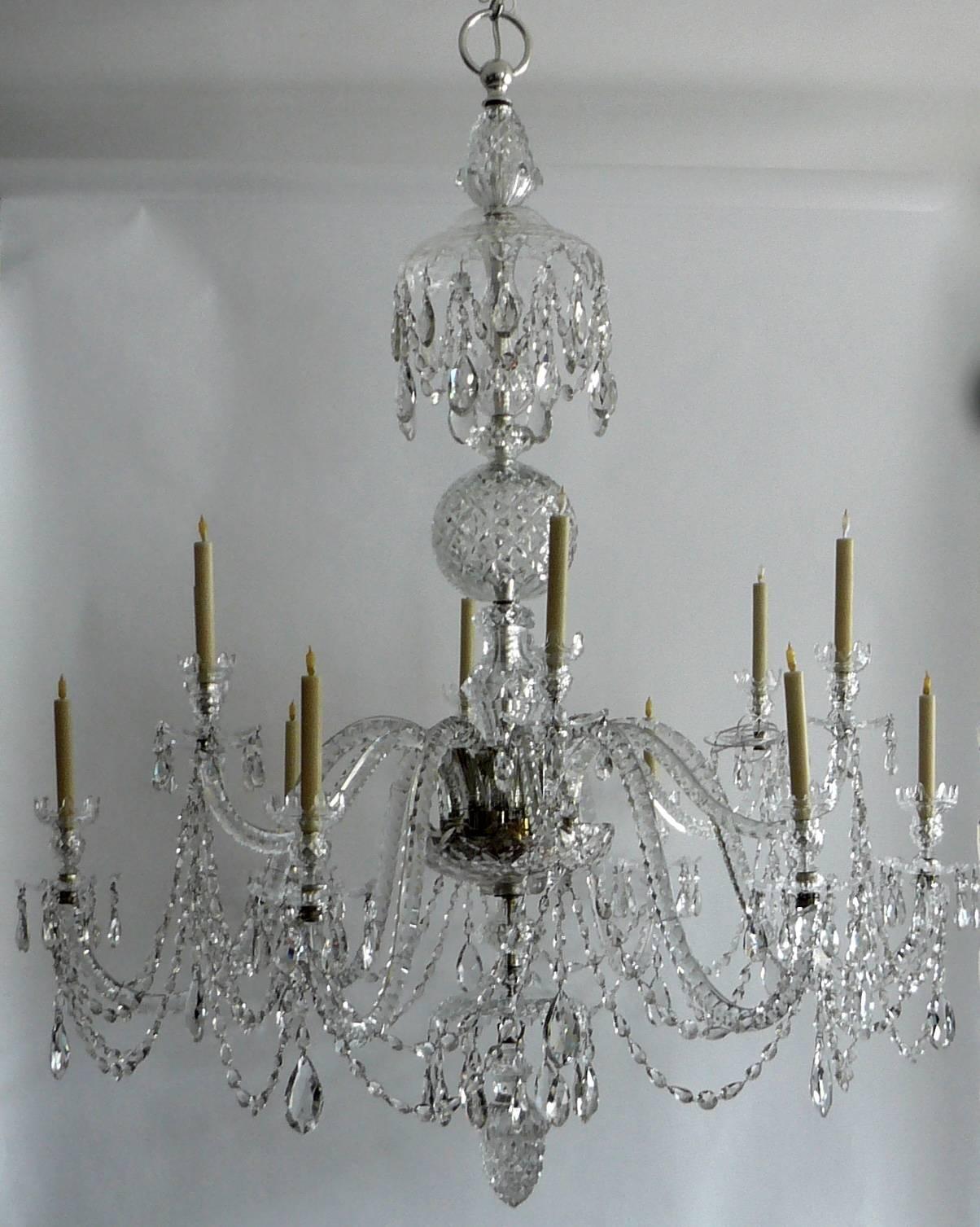 Massive Georgian Style Anglo-Irish Crystal Chandelier by Perry & Co. 2