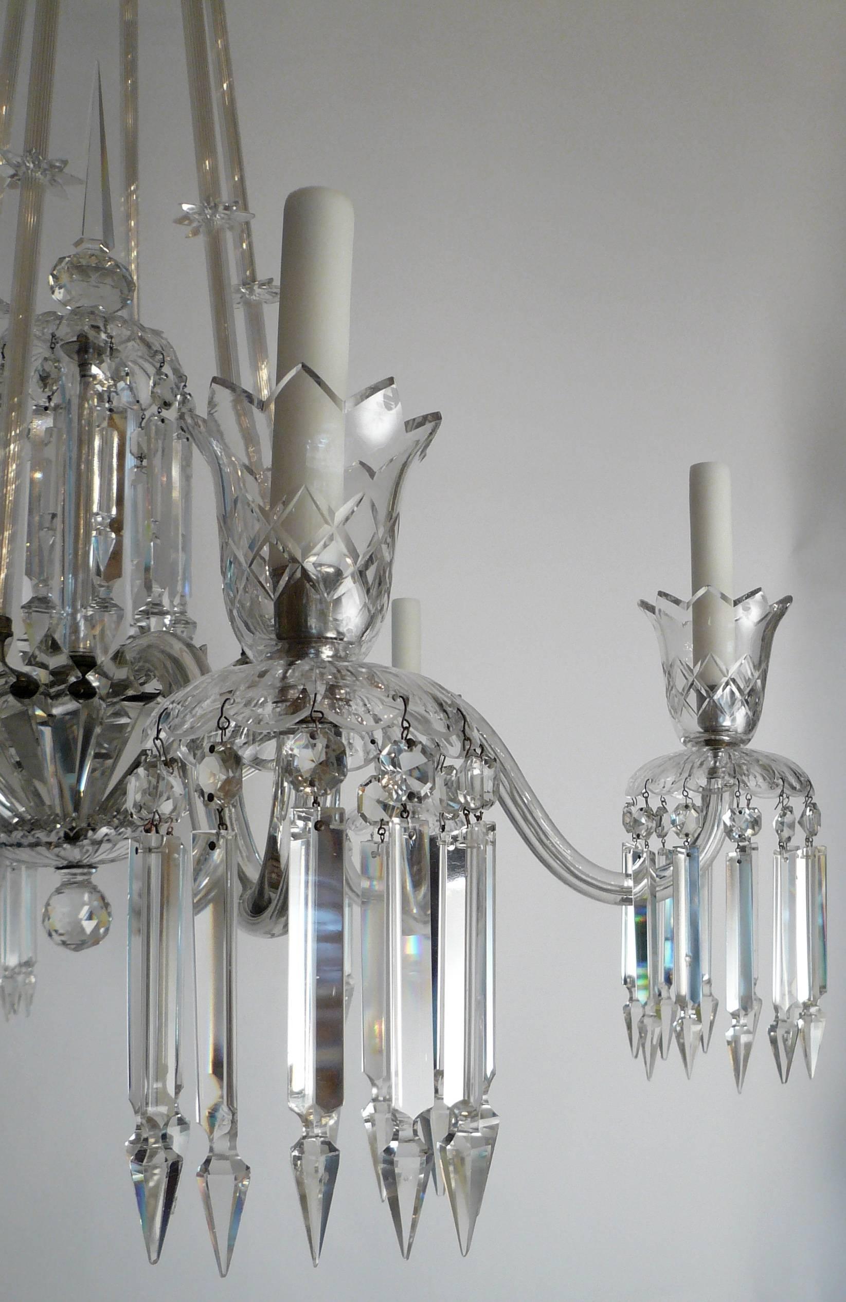19th Century English Cut Crystal Chandelier, Signed F & C Osler For Sale 2