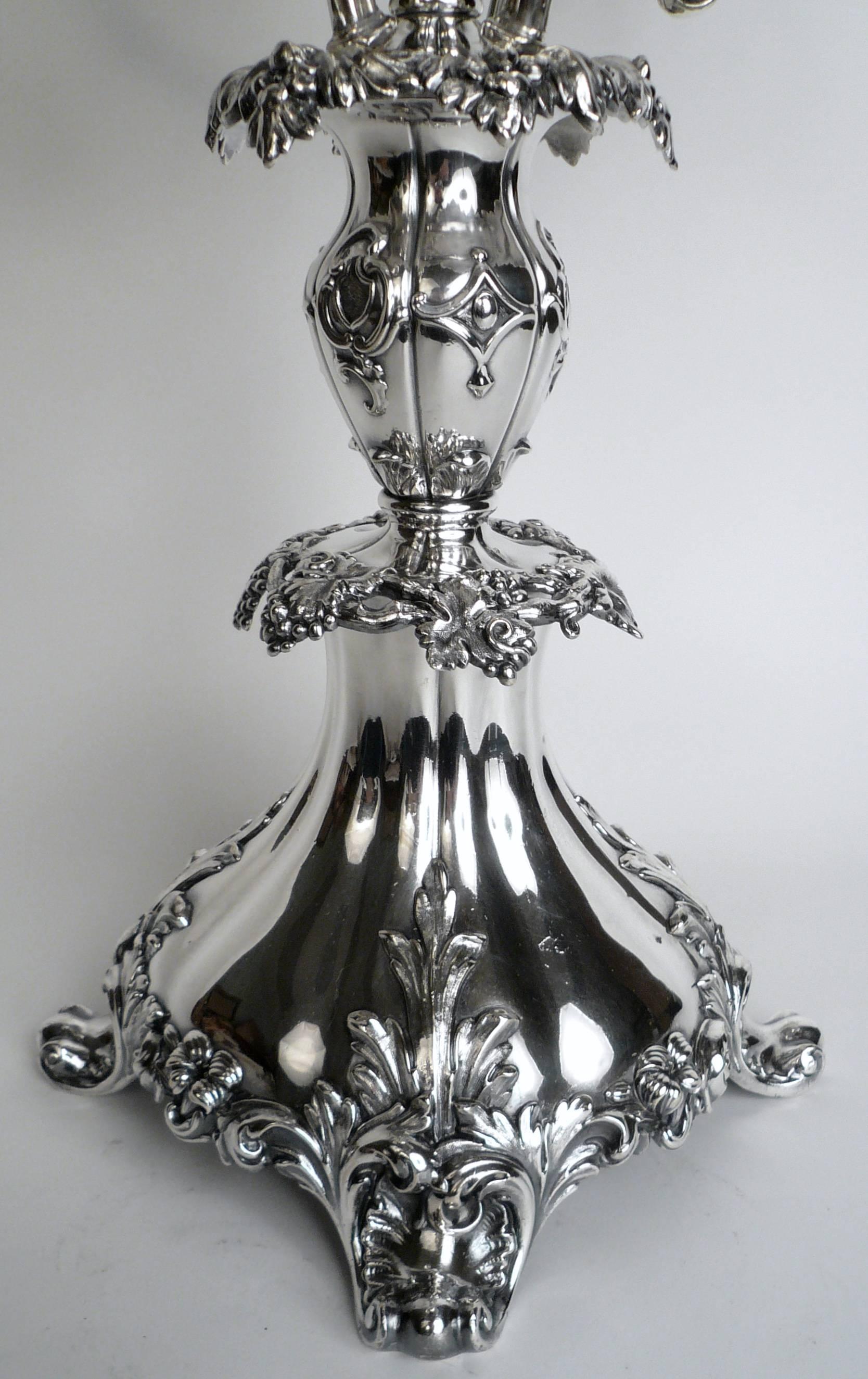 19th Century English Sheffield Plate Silver and Cut Crystal Epergne