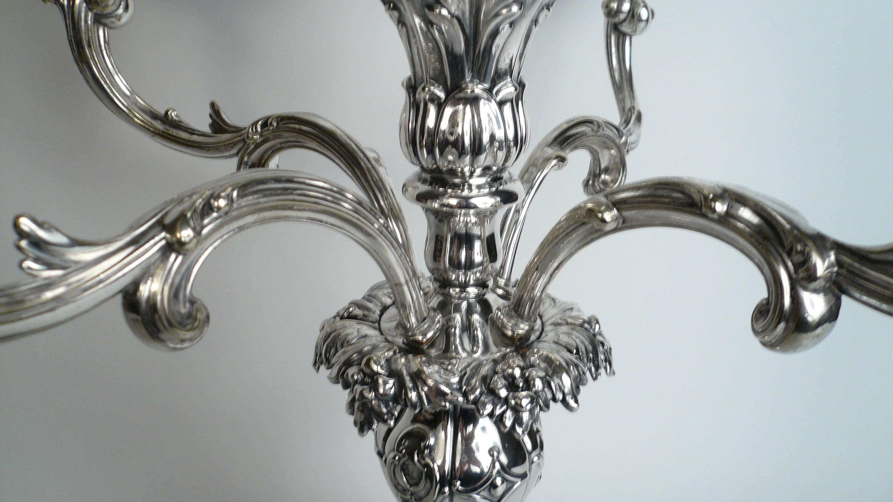 Silver Plate English Sheffield Plate Silver and Cut Crystal Epergne
