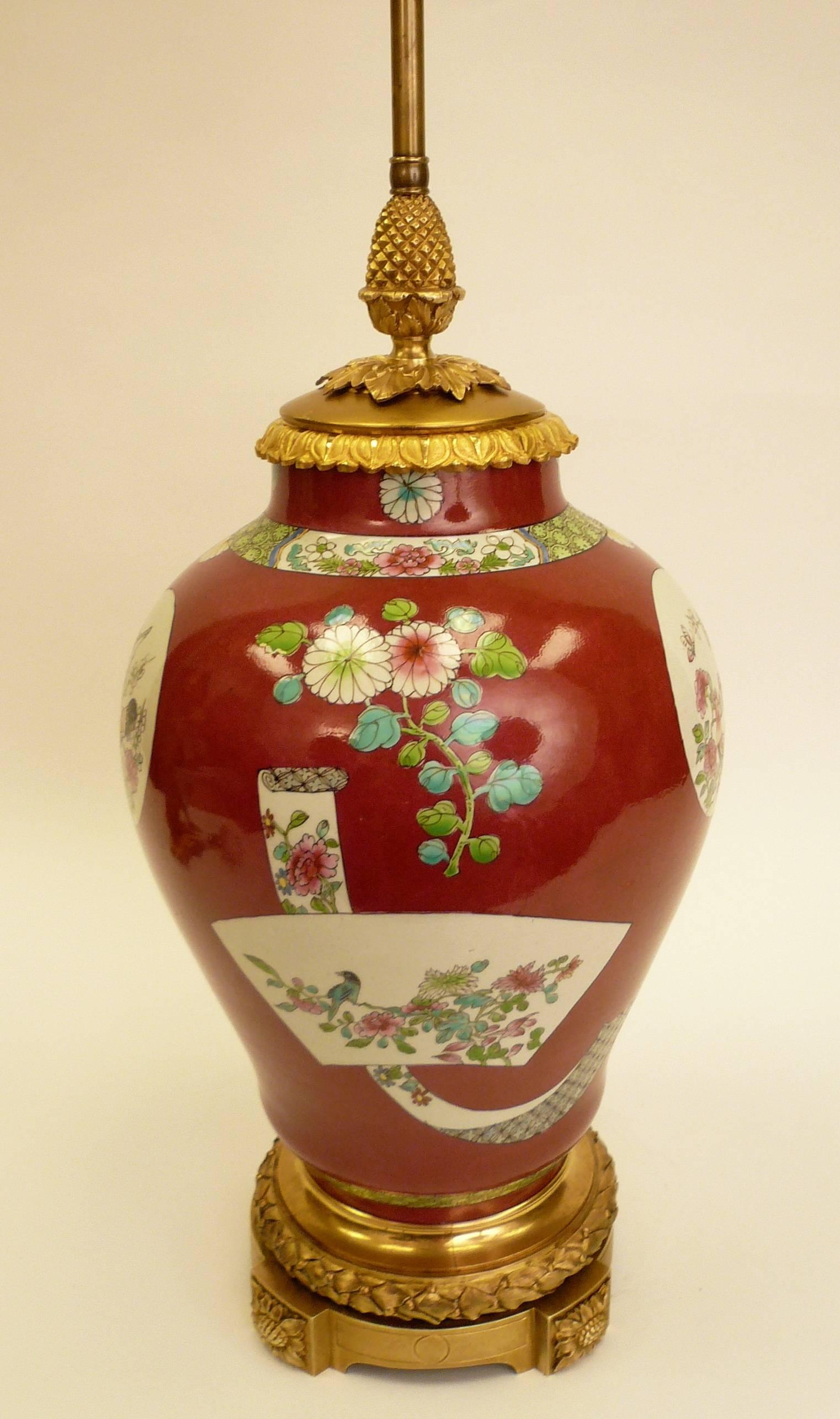 20th Century Bronze Mounted Chinese Porcelain Lamp