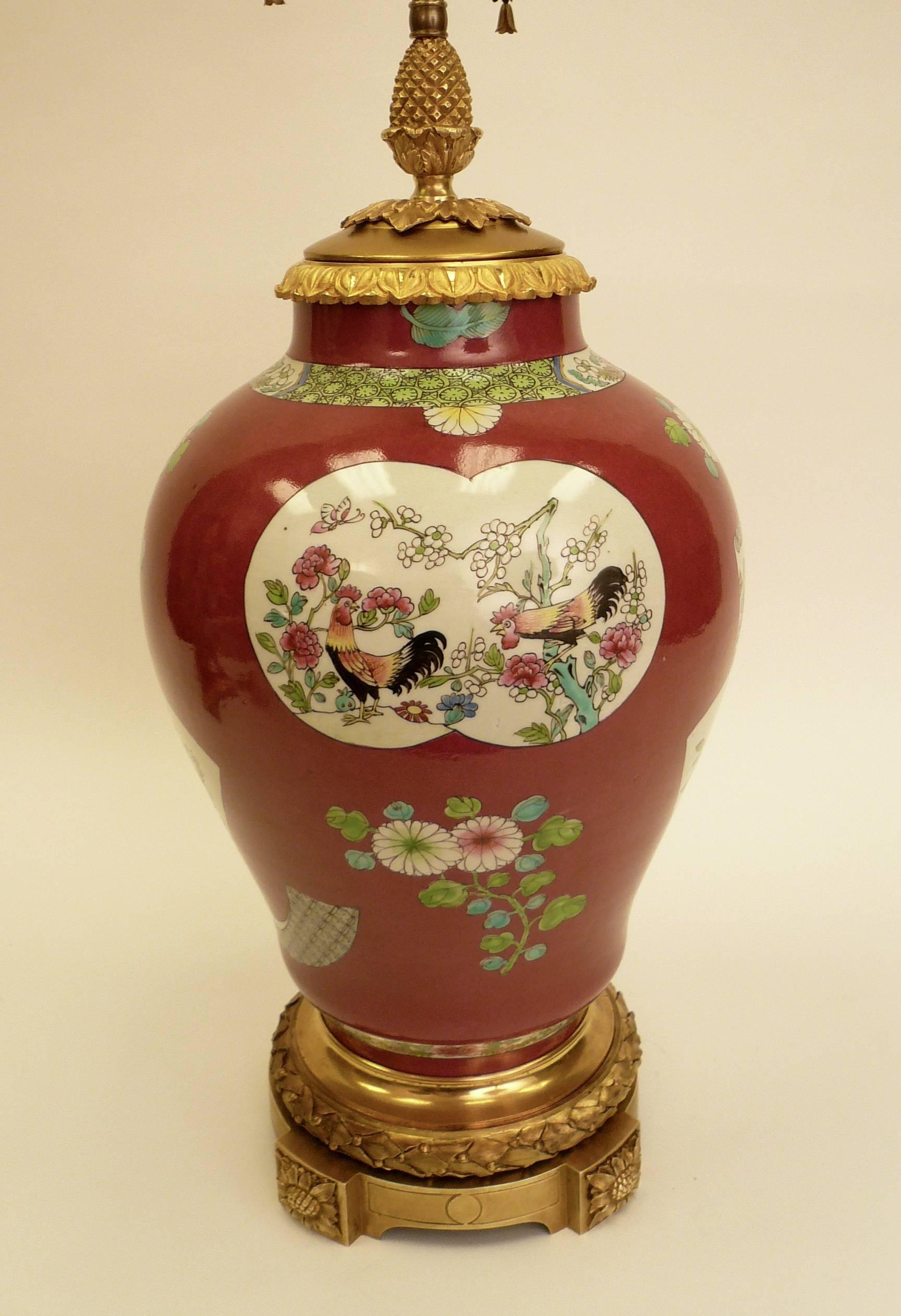 Bronze Mounted Chinese Porcelain Lamp In Excellent Condition In Pittsburgh, PA