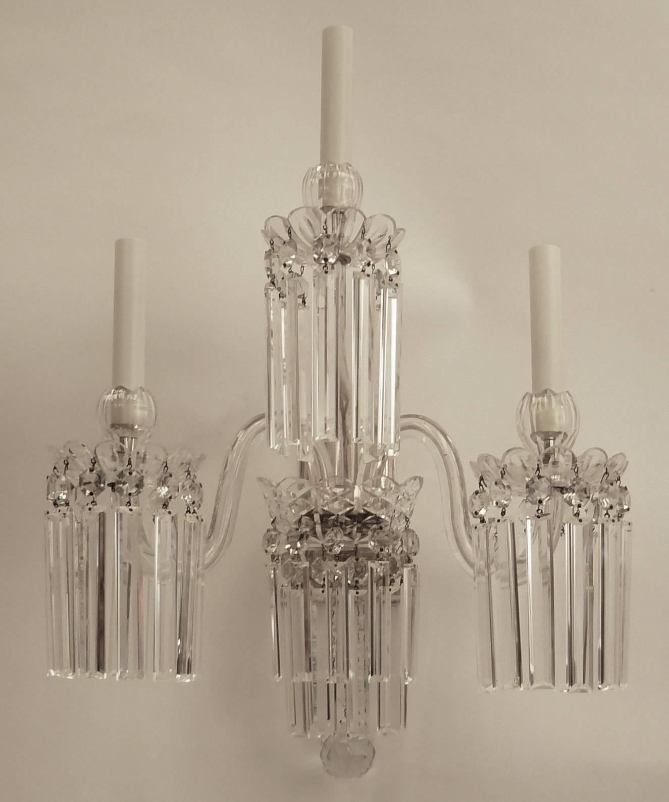 Four Very Fine Mid-19th Century English Cut Crystal Sconces, Attributed to Osler 1