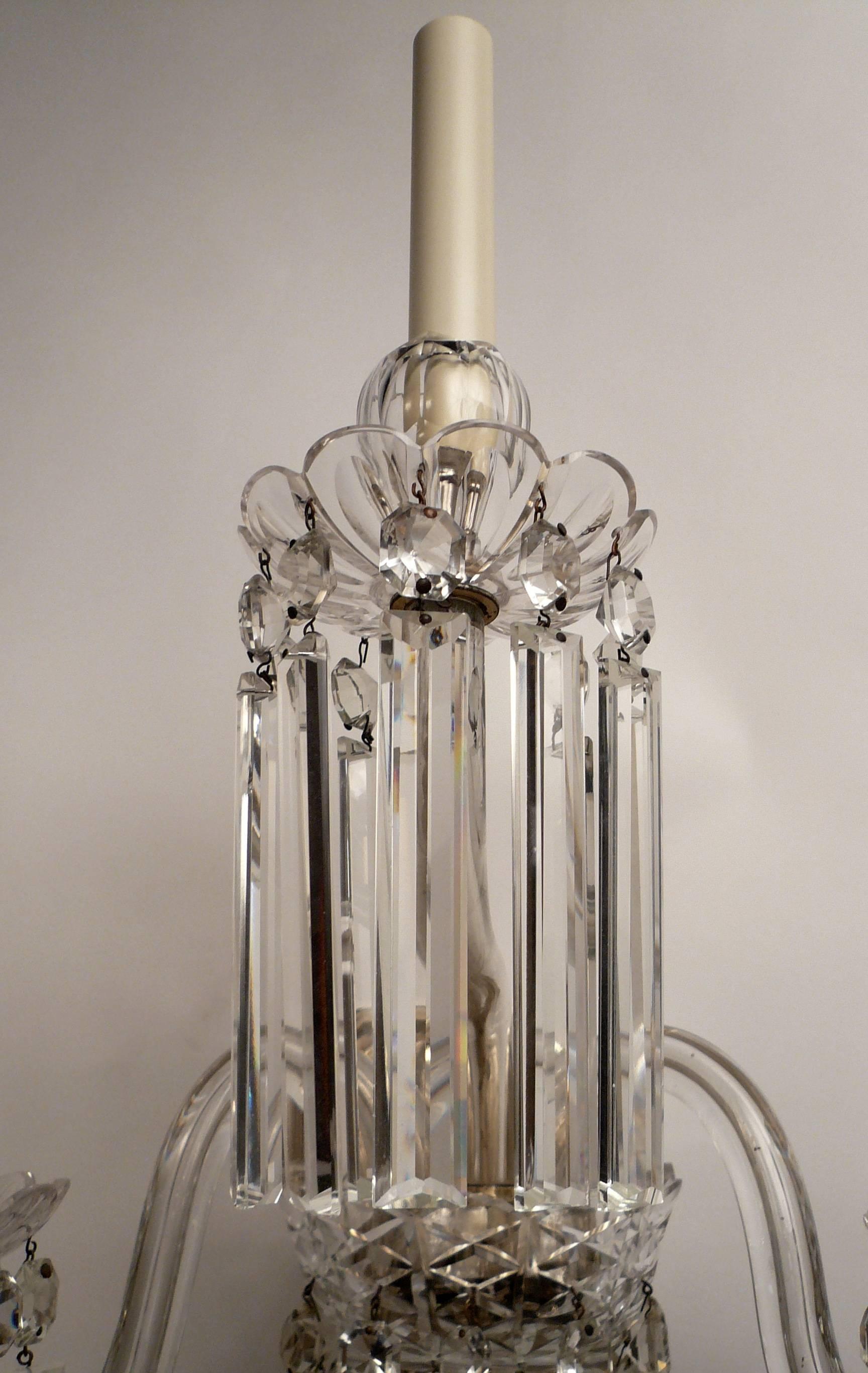 Four Very Fine Mid-19th Century English Cut Crystal Sconces, Attributed to Osler In Excellent Condition In Pittsburgh, PA