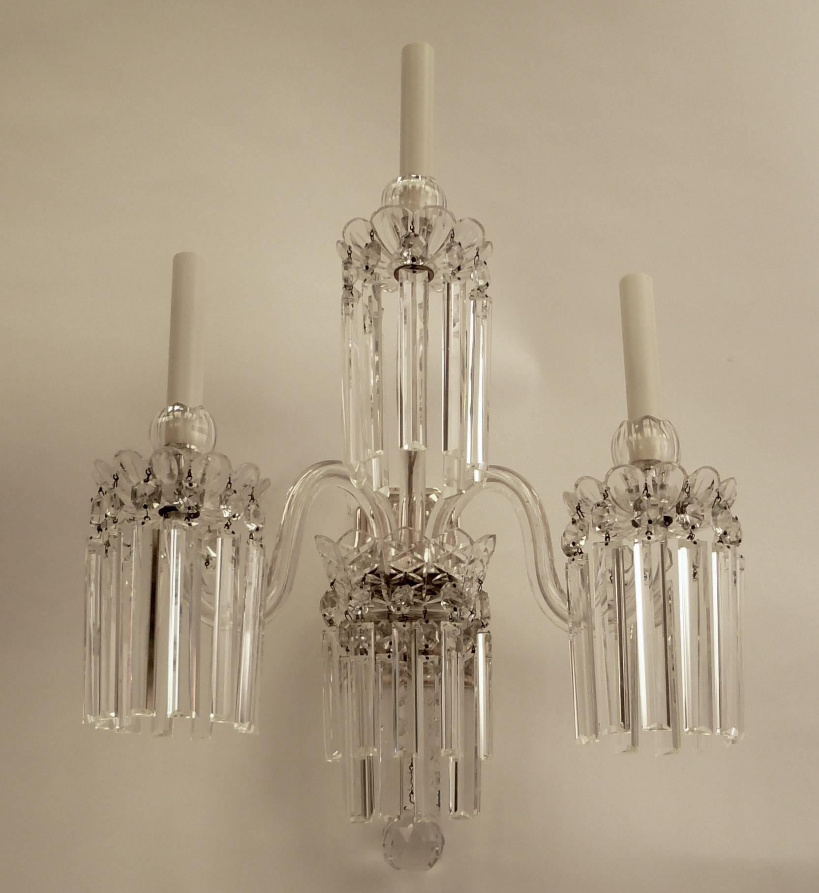 Four Very Fine Mid-19th Century English Cut Crystal Sconces, Attributed to Osler 3