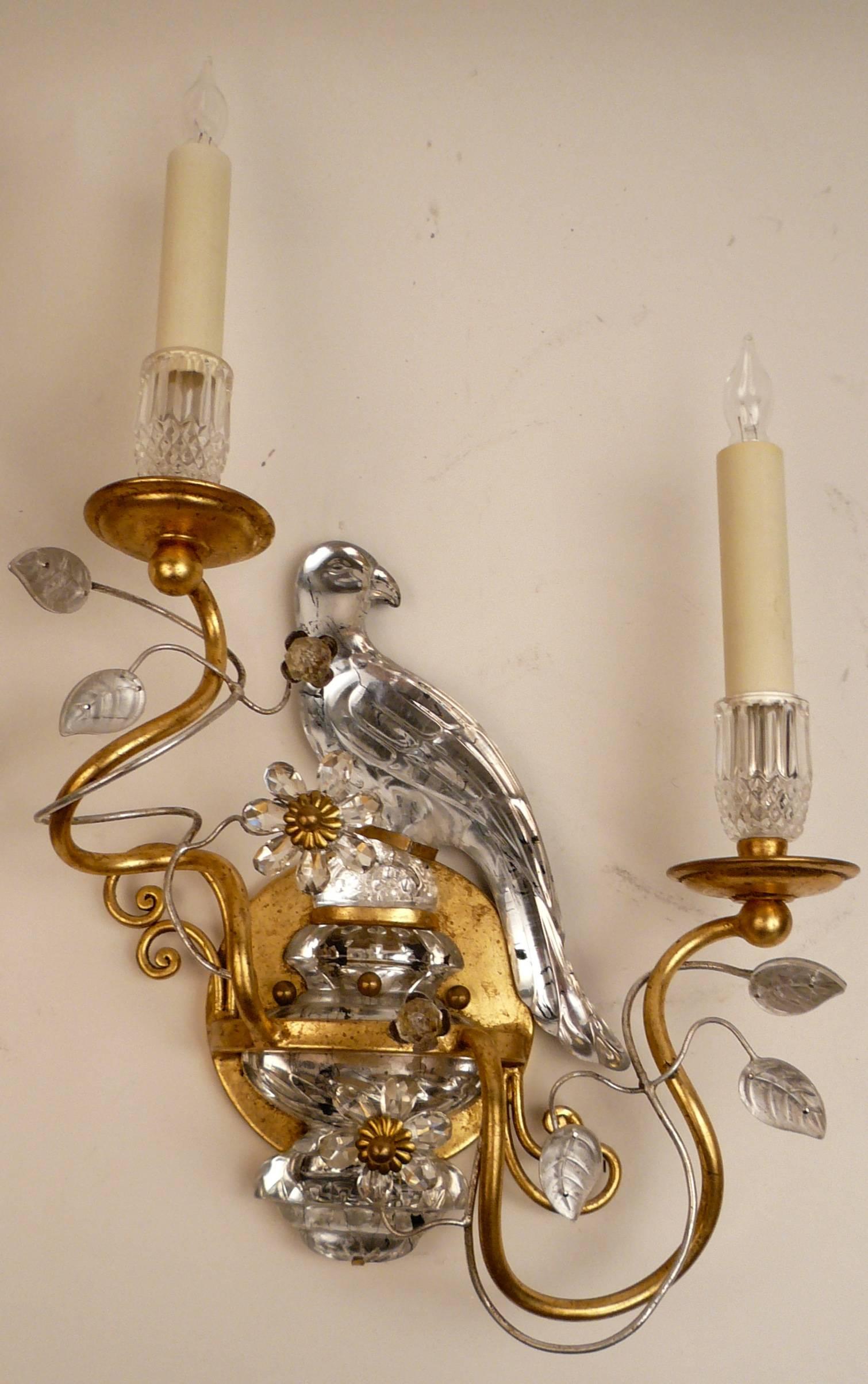 Hollywood Regency Four Bagues Style Two-Light Sconces