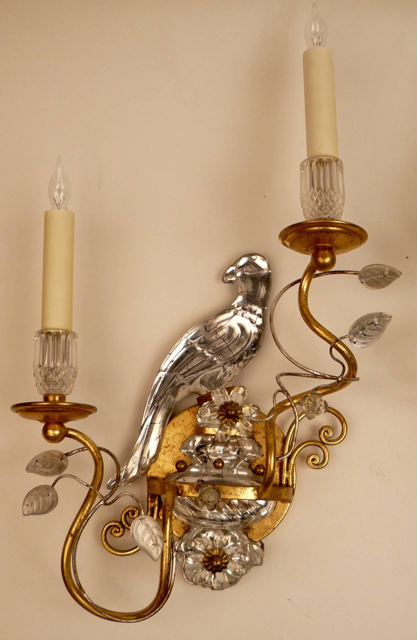 Four Bagues Style Two-Light Sconces In Excellent Condition In Pittsburgh, PA