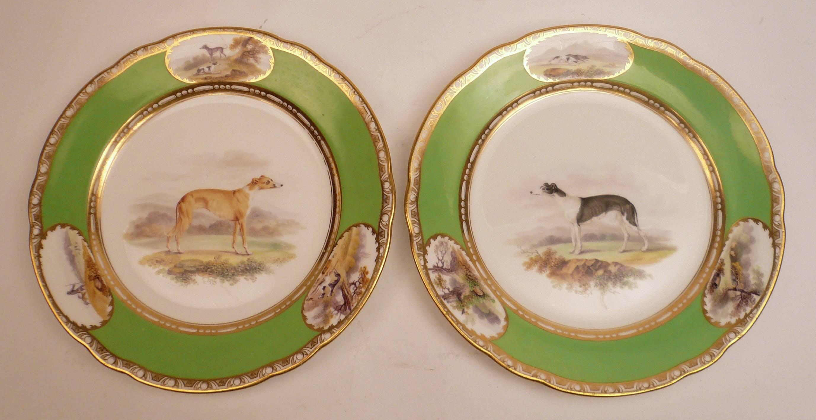 Pair of Antique English Porcelain Sporting Plates 4