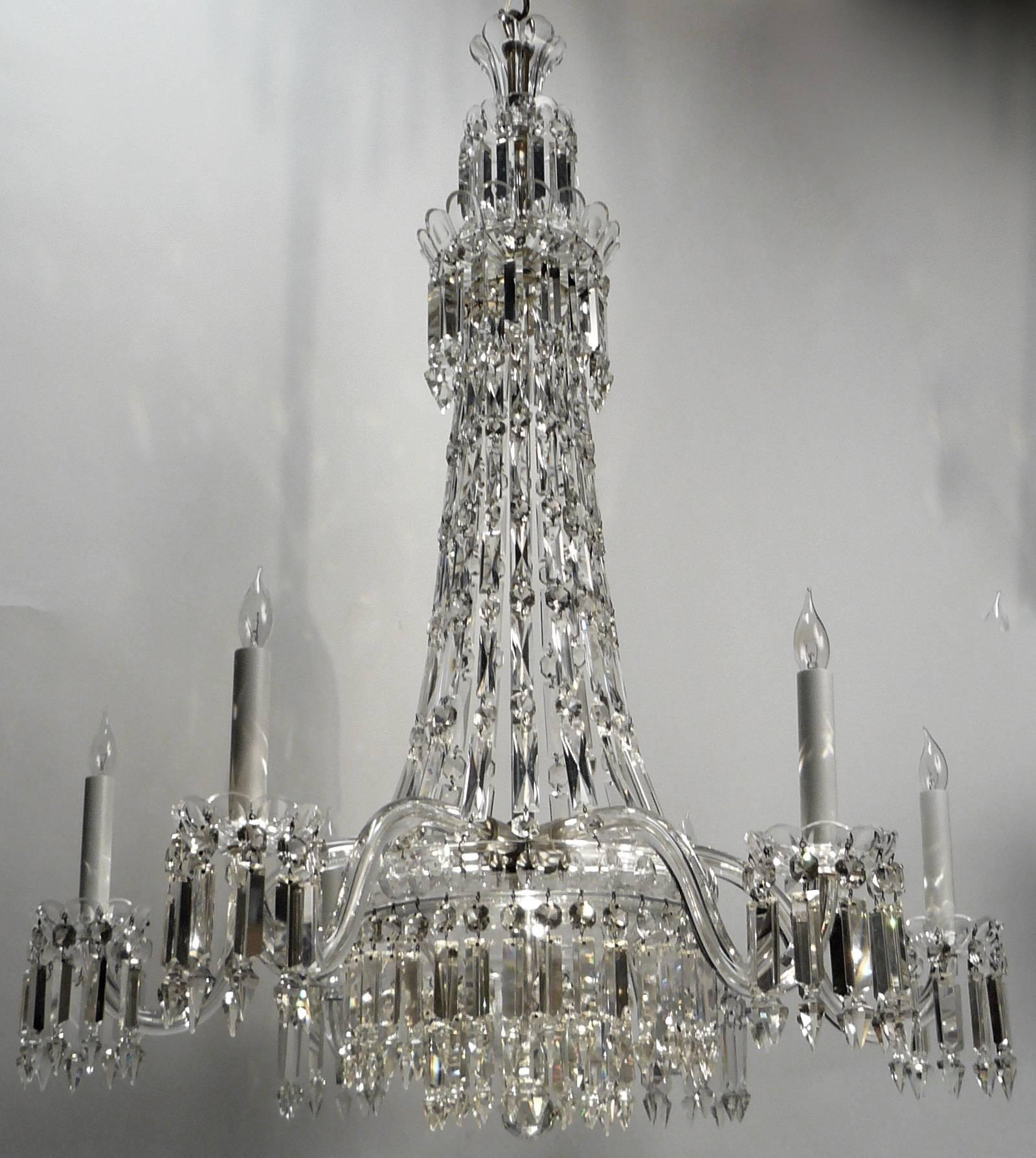 Early Victorian 19th Century English Crystal Chandelier by F & C Osler