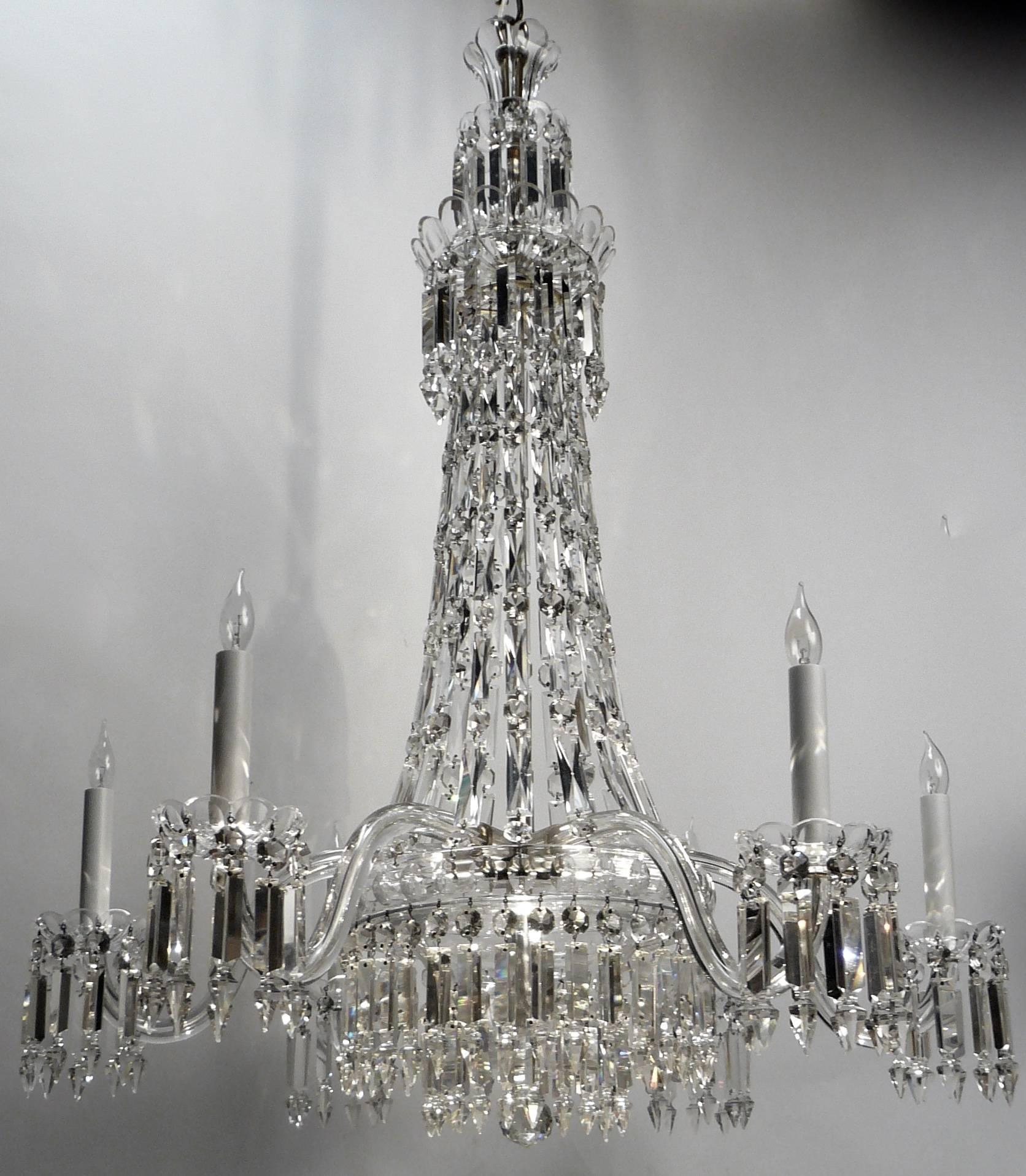Faceted 19th Century English Crystal Chandelier by F & C Osler