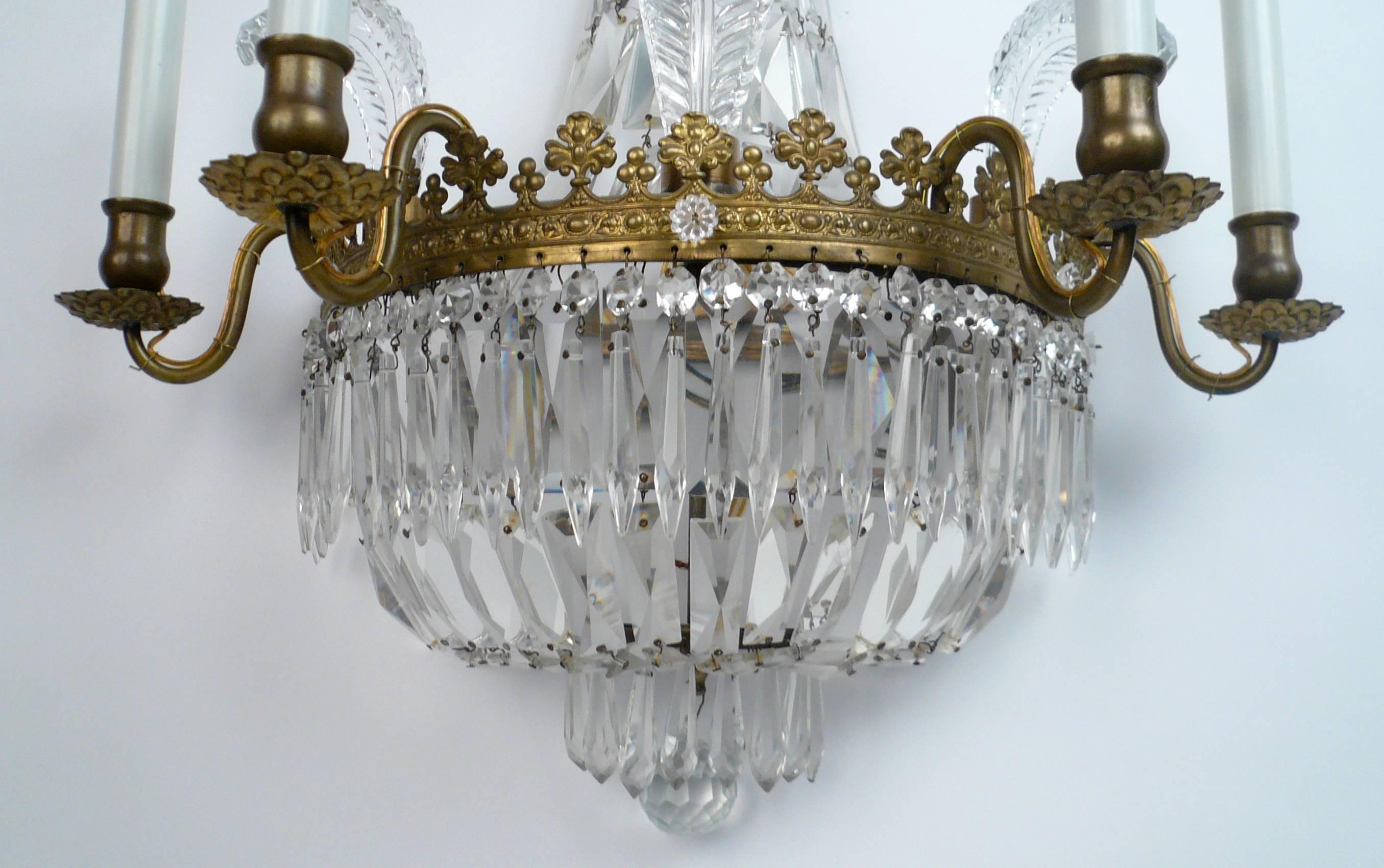 Pair Regency Style 'Prince of Wales' Plume Sconces  In Excellent Condition In Pittsburgh, PA