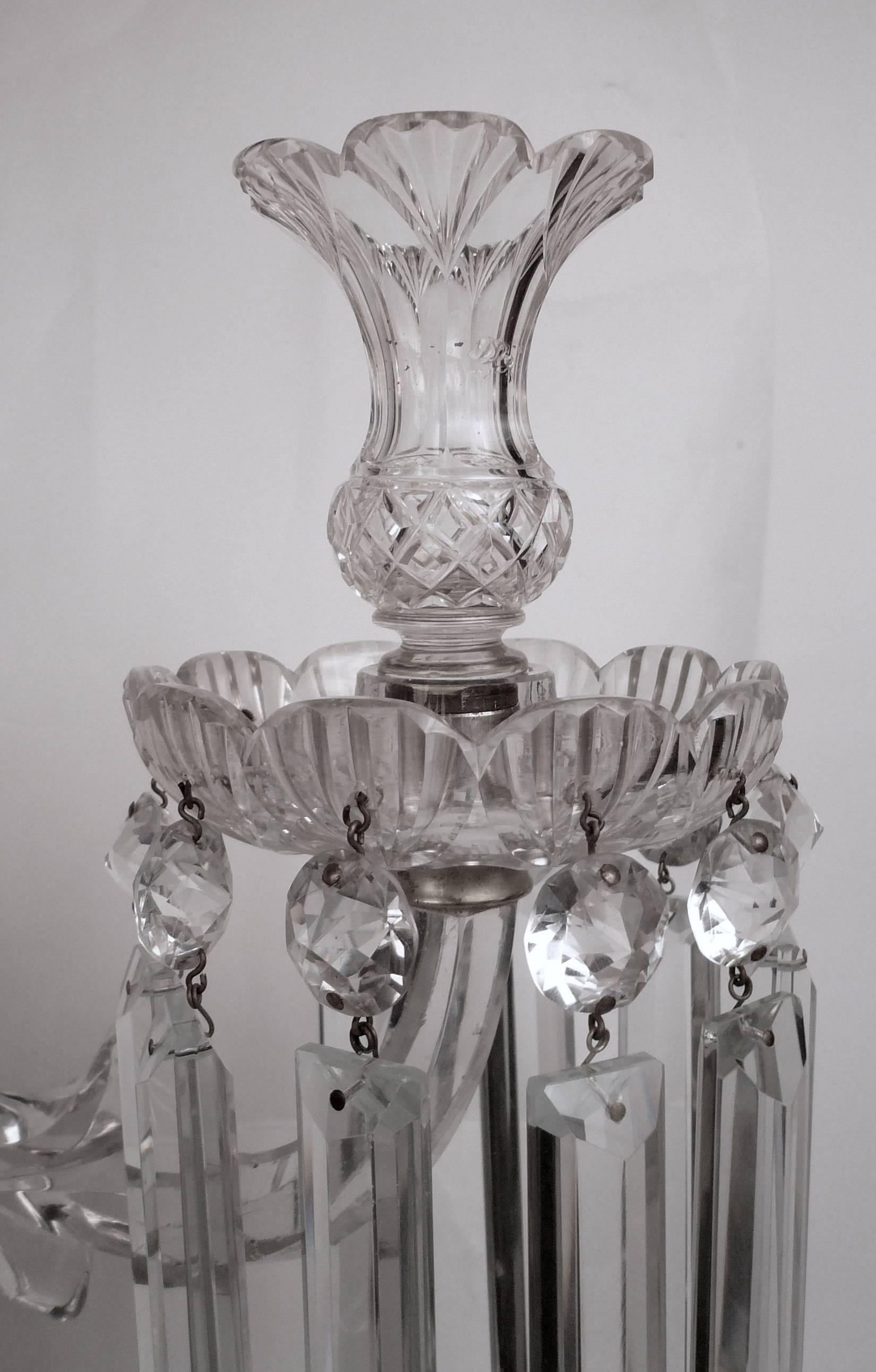 Large Scale 19th Century English Cut Crystal Single Sconce 2