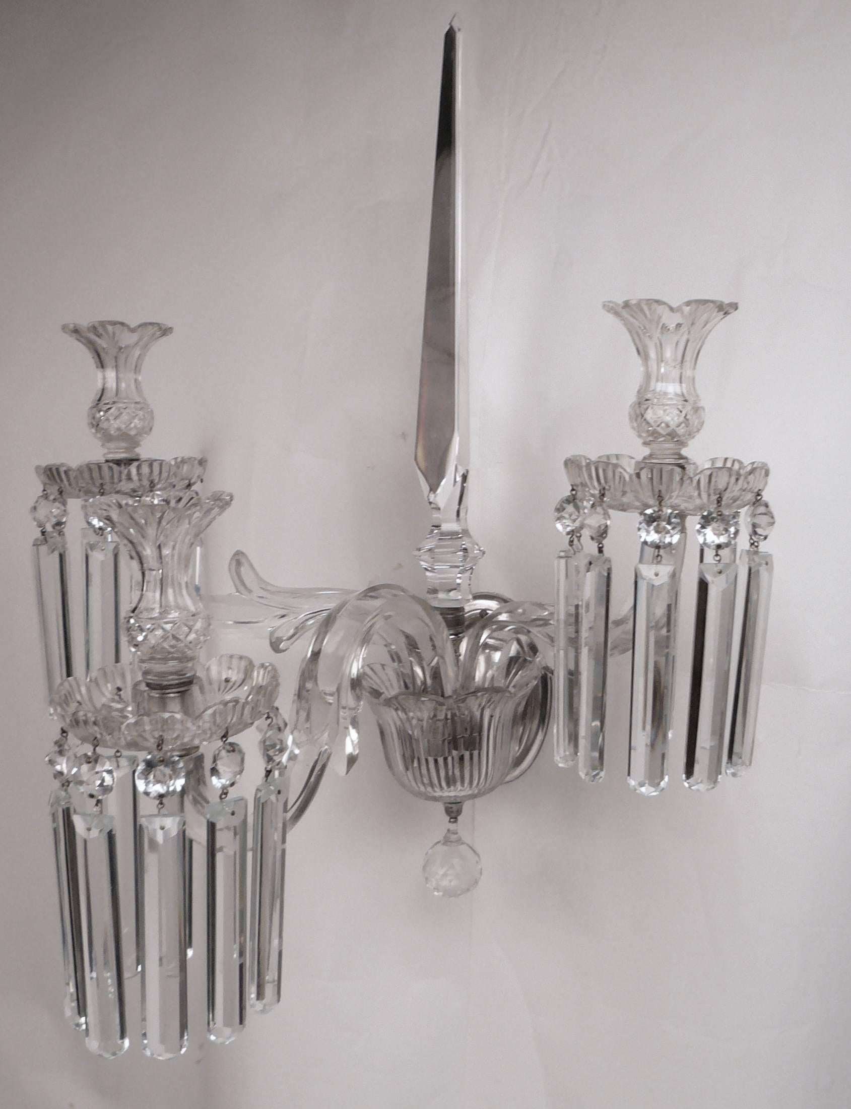 Large Scale 19th Century English Cut Crystal Single Sconce 4